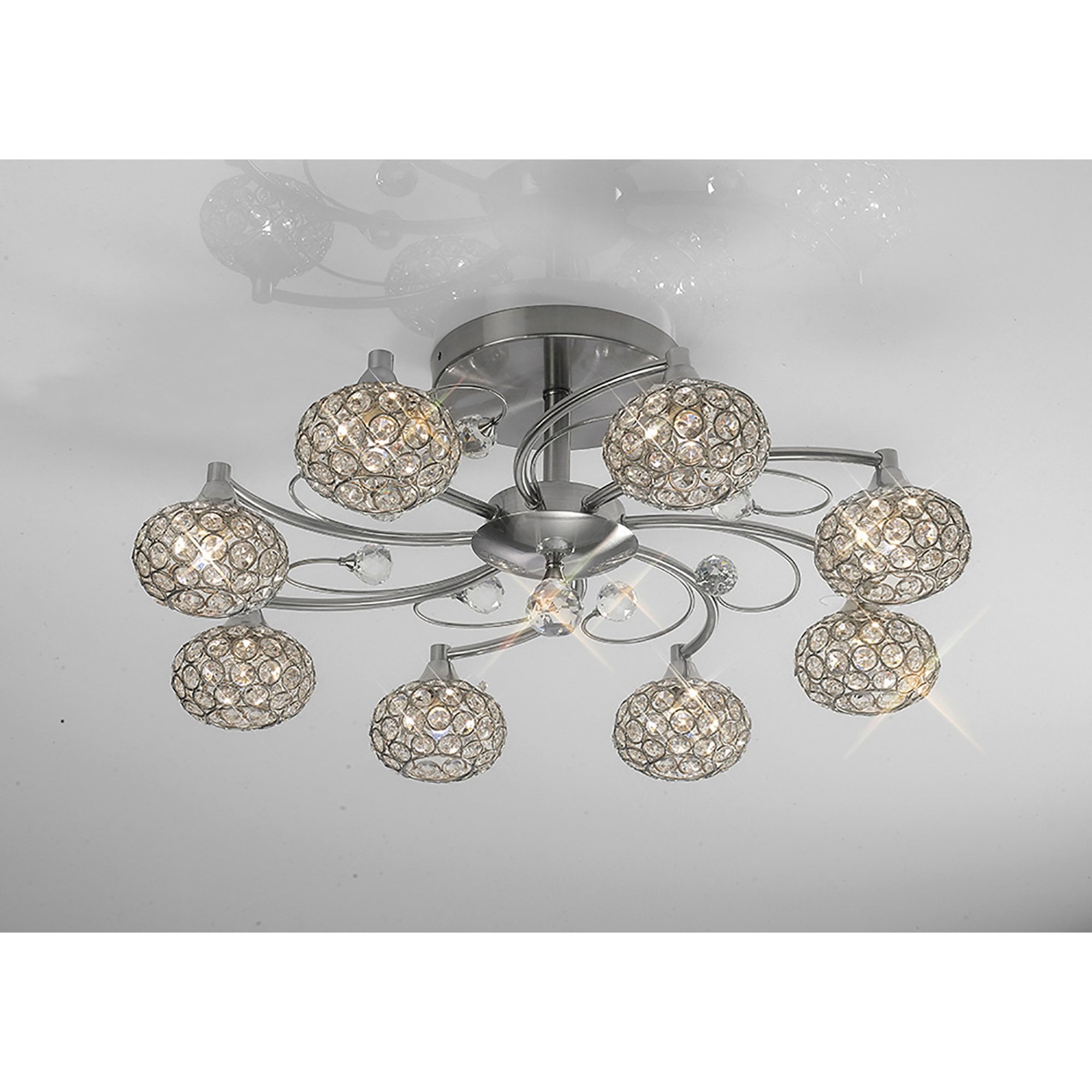 Diyas IL30938 Cara Semi Ceiling 8 Light Satin Nickel/Crystal