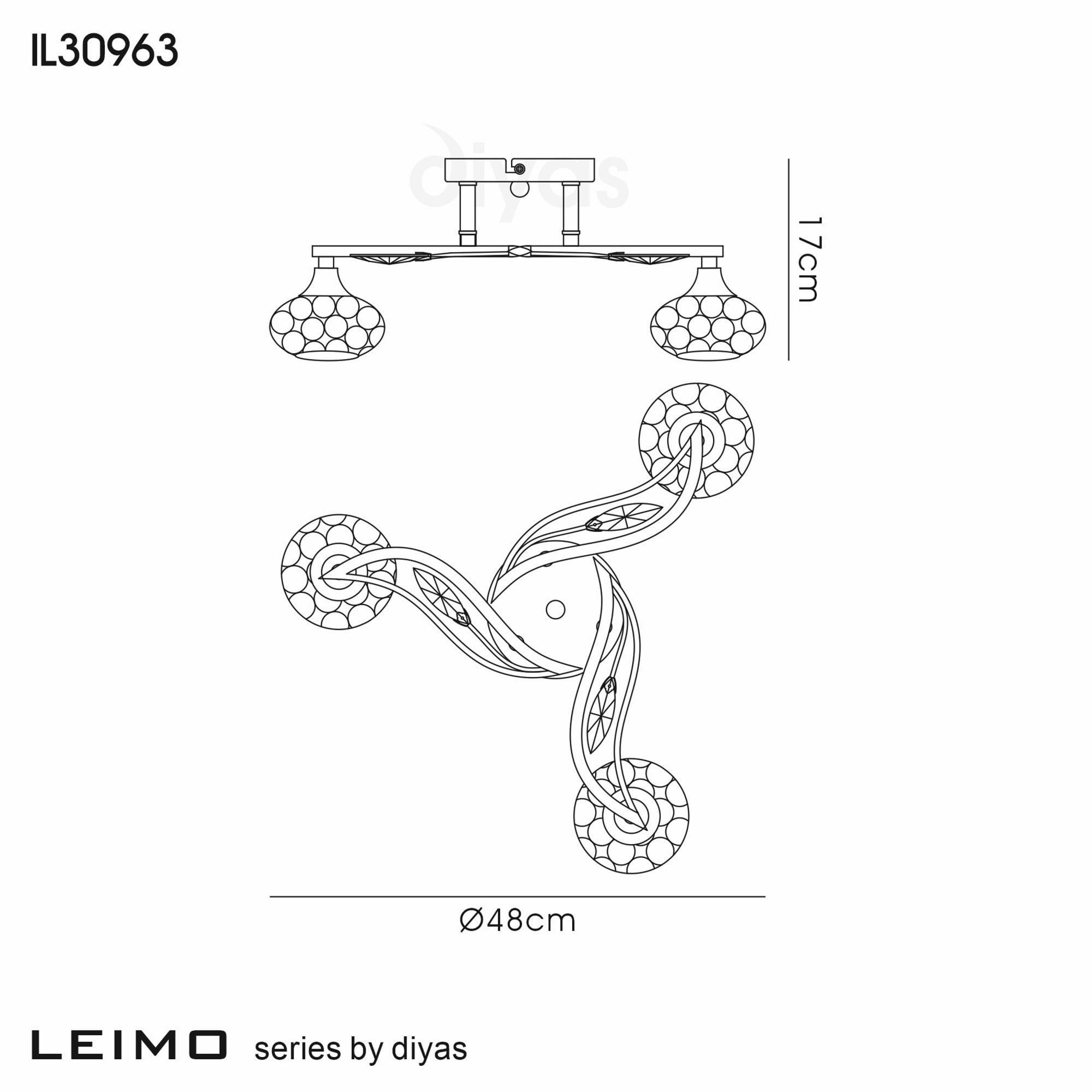 Diyas IL30963 Leimo Ceiling 3 Light French Gold/Crystal