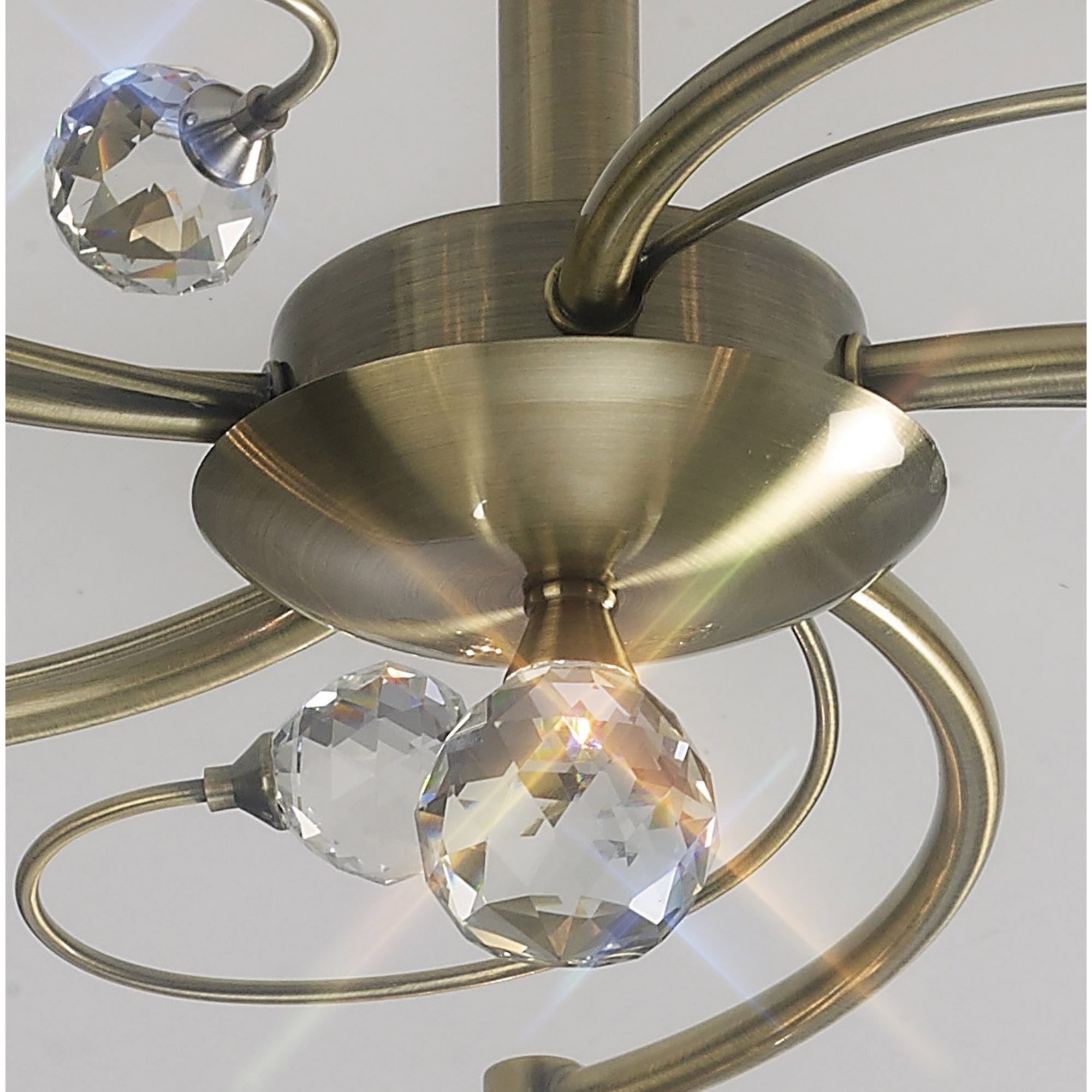 Diyas IL30945 Cara Semi Ceiling 5 Light Antique Brass/Crystal