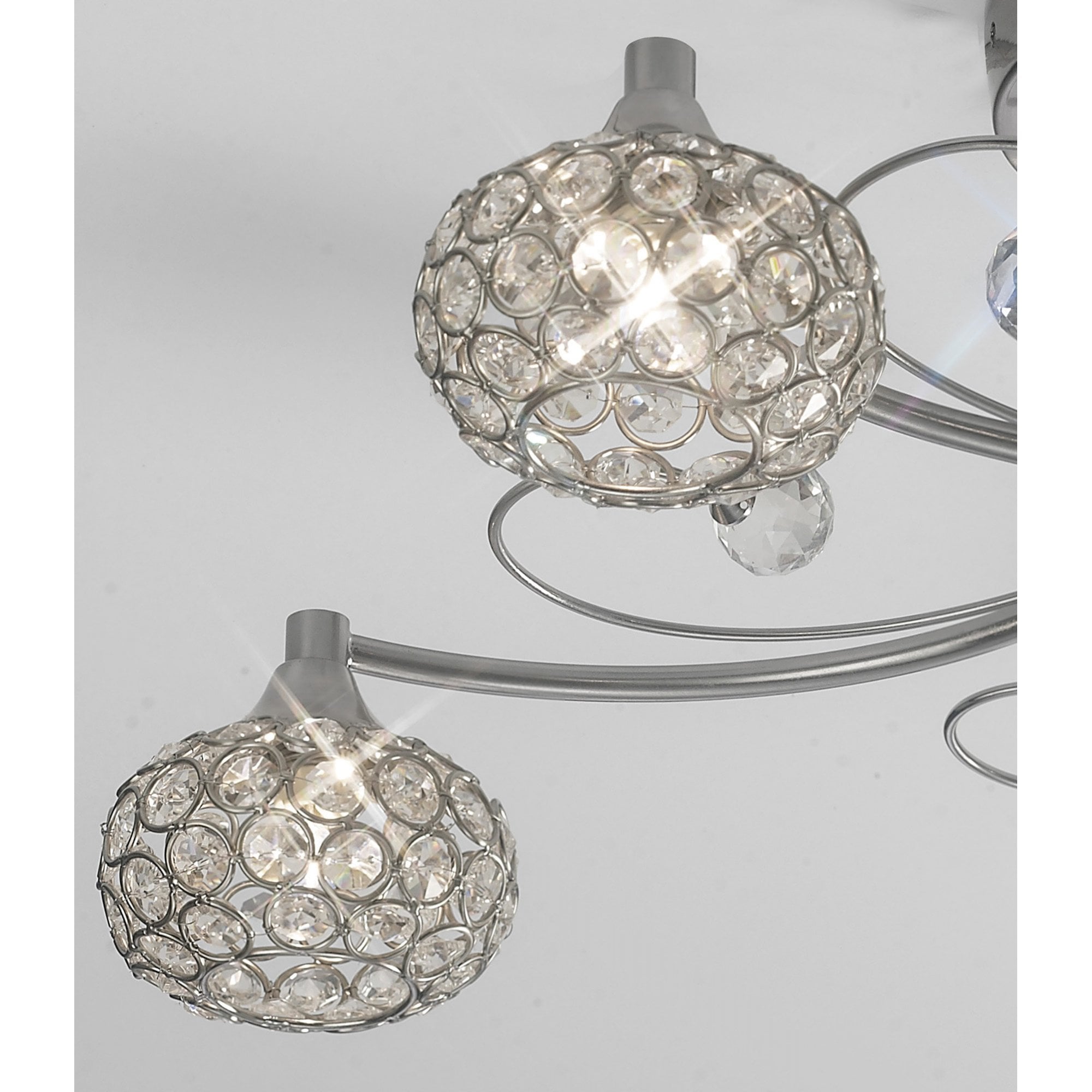 Diyas IL30935 Cara Semi Ceiling 5 Light Satin Nickel/Crystal