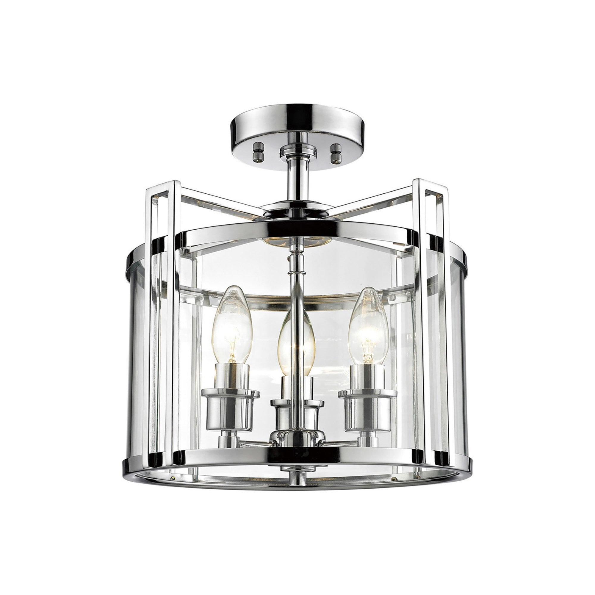 Diyas IL31080 Eaton Semi Ceiling 3 Light Polished Chrome/Glass