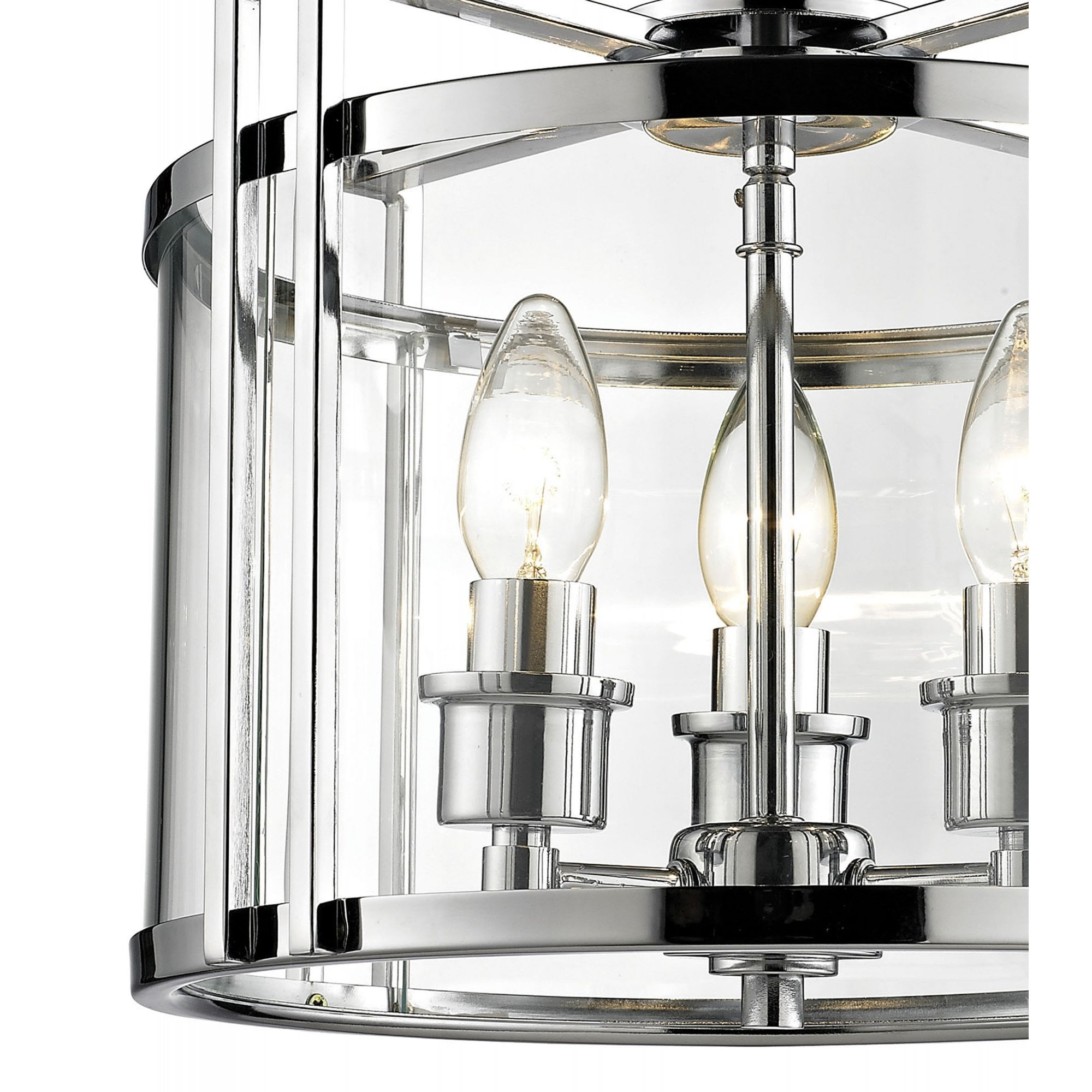 Diyas IL31080 Eaton Semi Ceiling 3 Light Polished Chrome/Glass