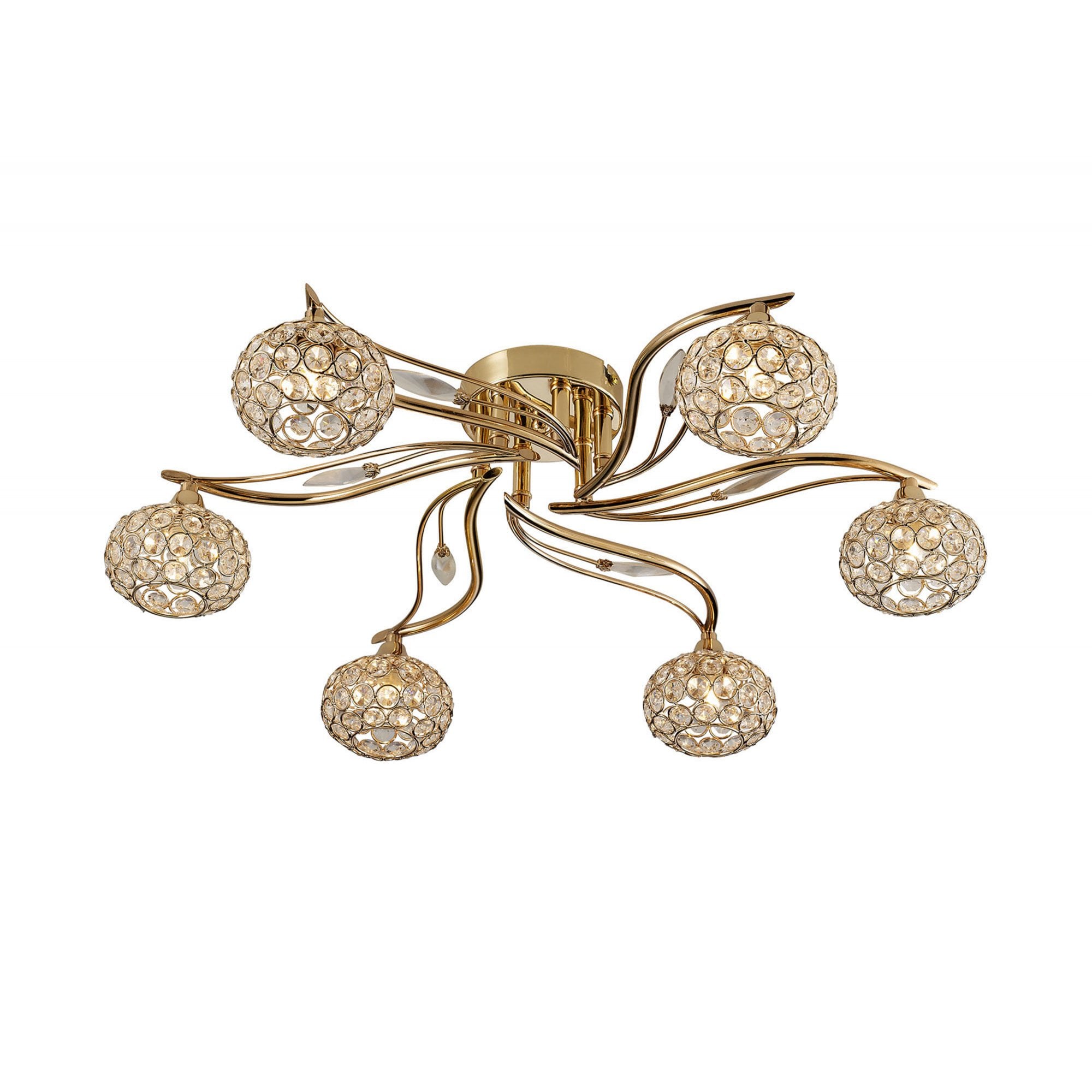 Diyas IL30966 Leimo Ceiling 6 Light French Gold/Crystal
