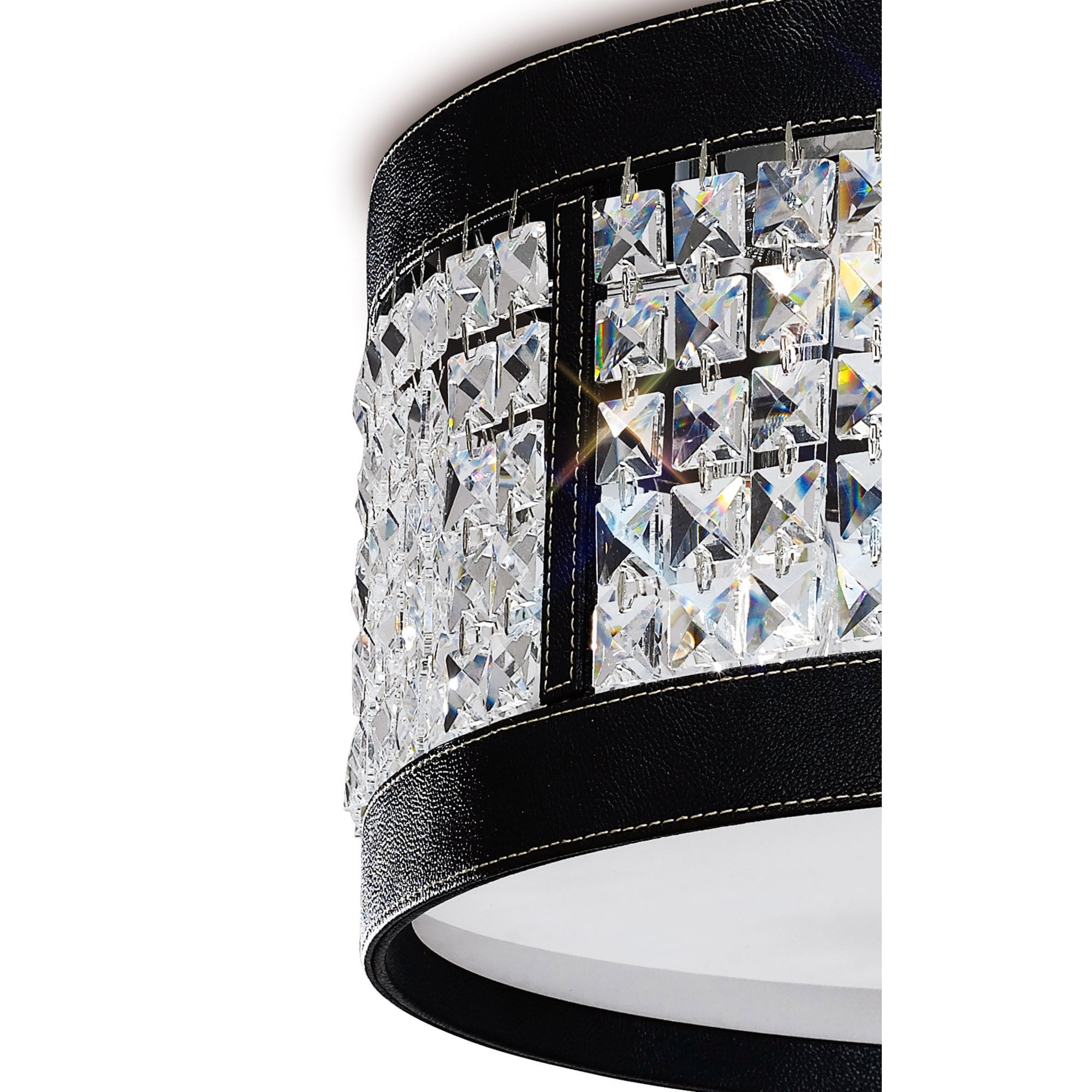 Diyas IL31031 Celsa Ceiling 4 Light Polished Chrome/Black Faux Leather/Crystal