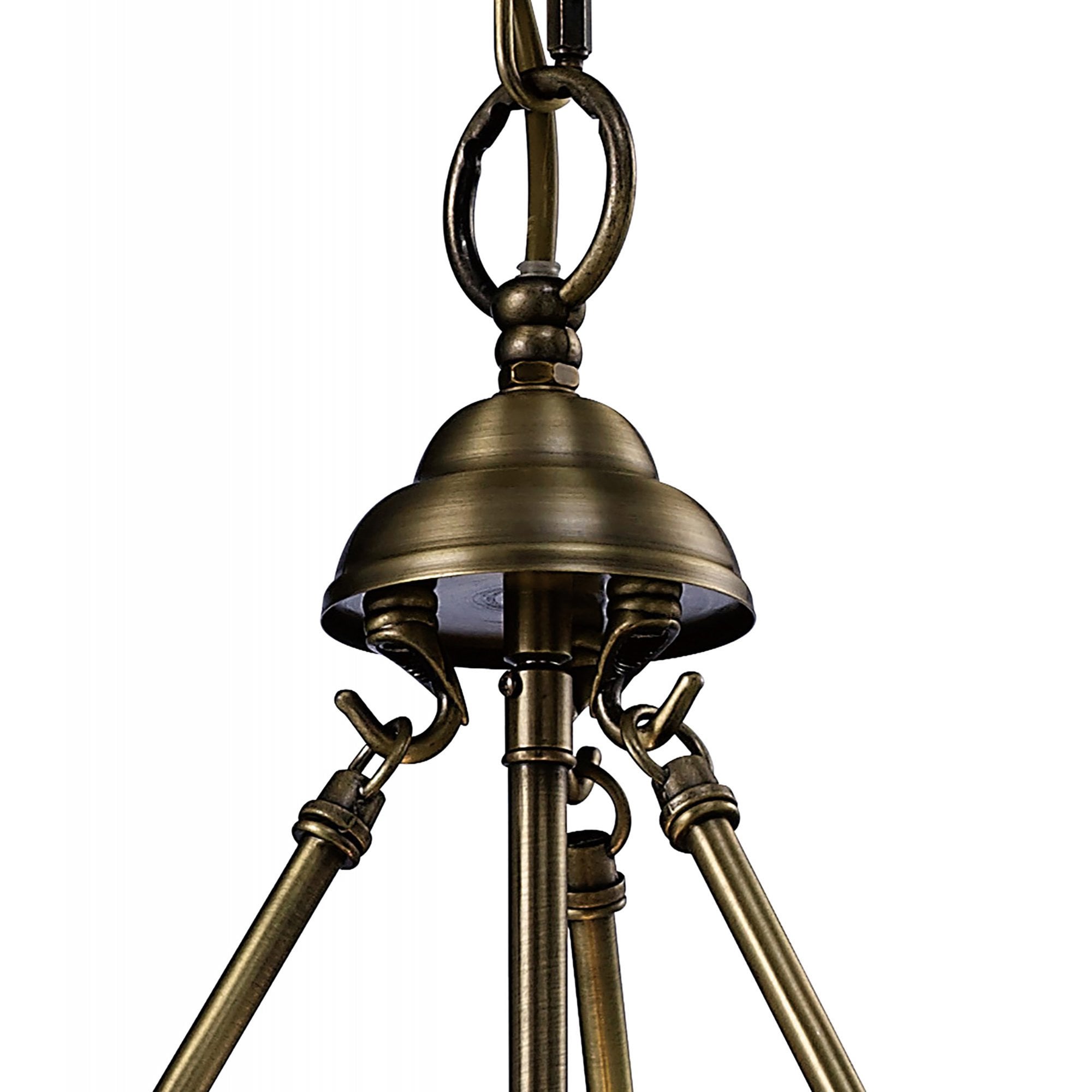 Diyas IL31076 Aubrey Pendant 3 Light Antique Brass/Glass