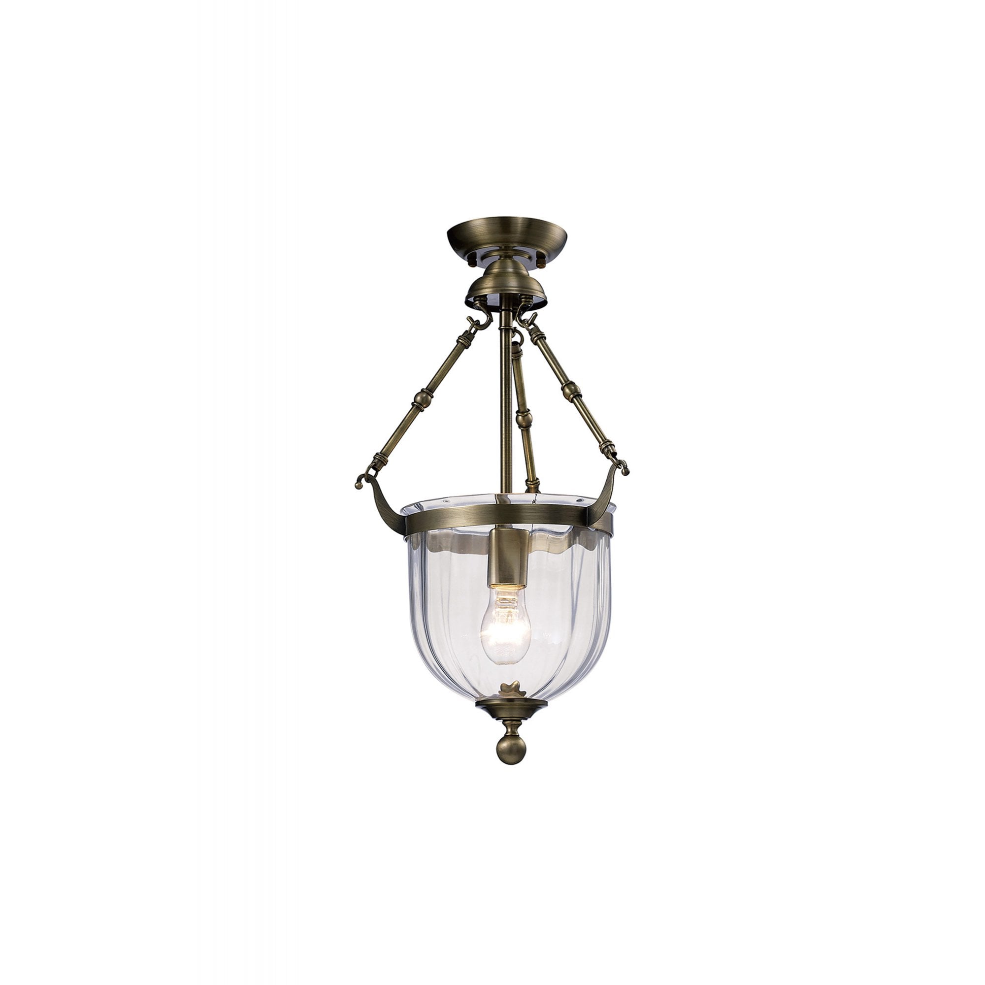 Diyas IL31075 Aubrey Pendant 1 Light Antique Brass/Glass