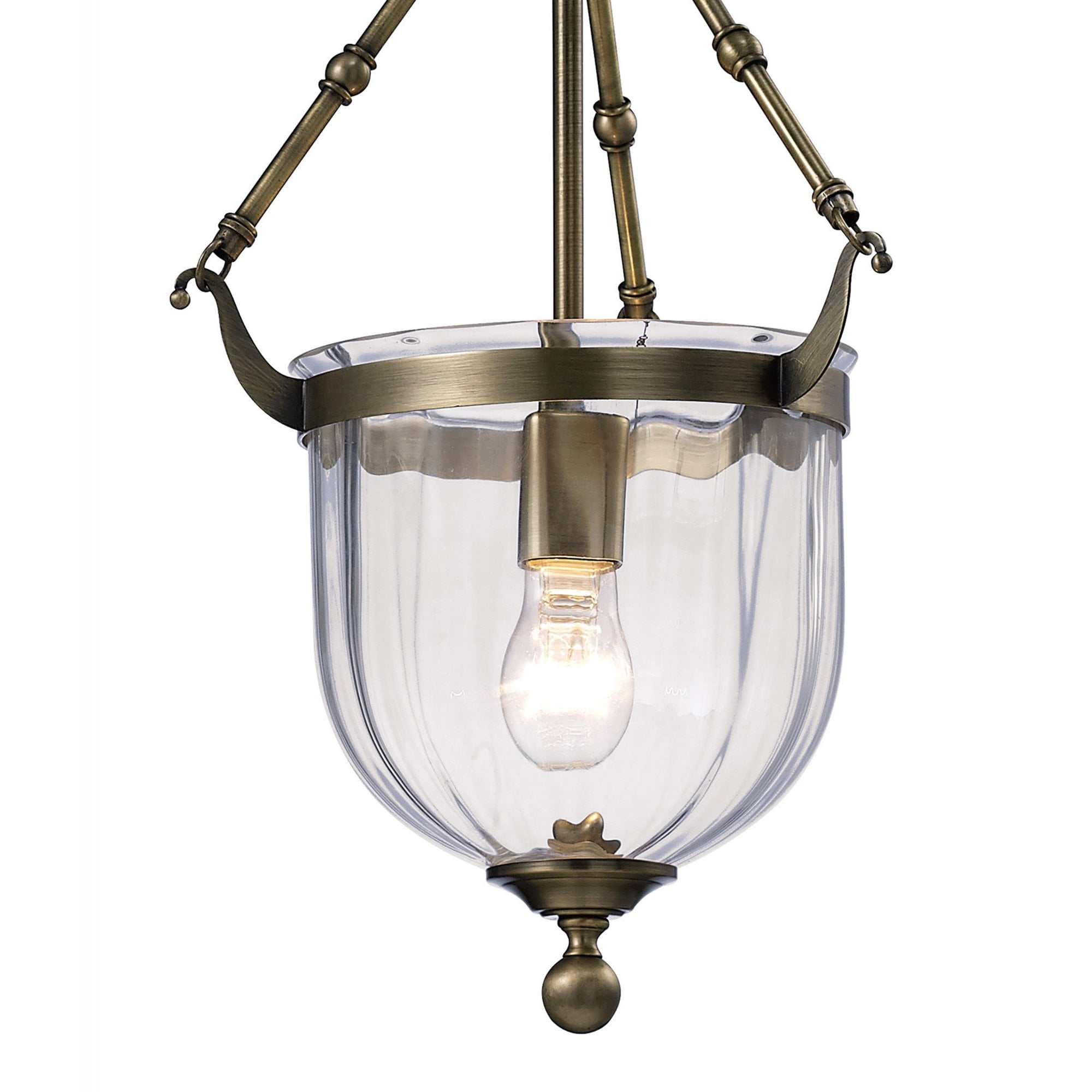 Diyas IL31075 Aubrey Pendant 1 Light Antique Brass/Glass