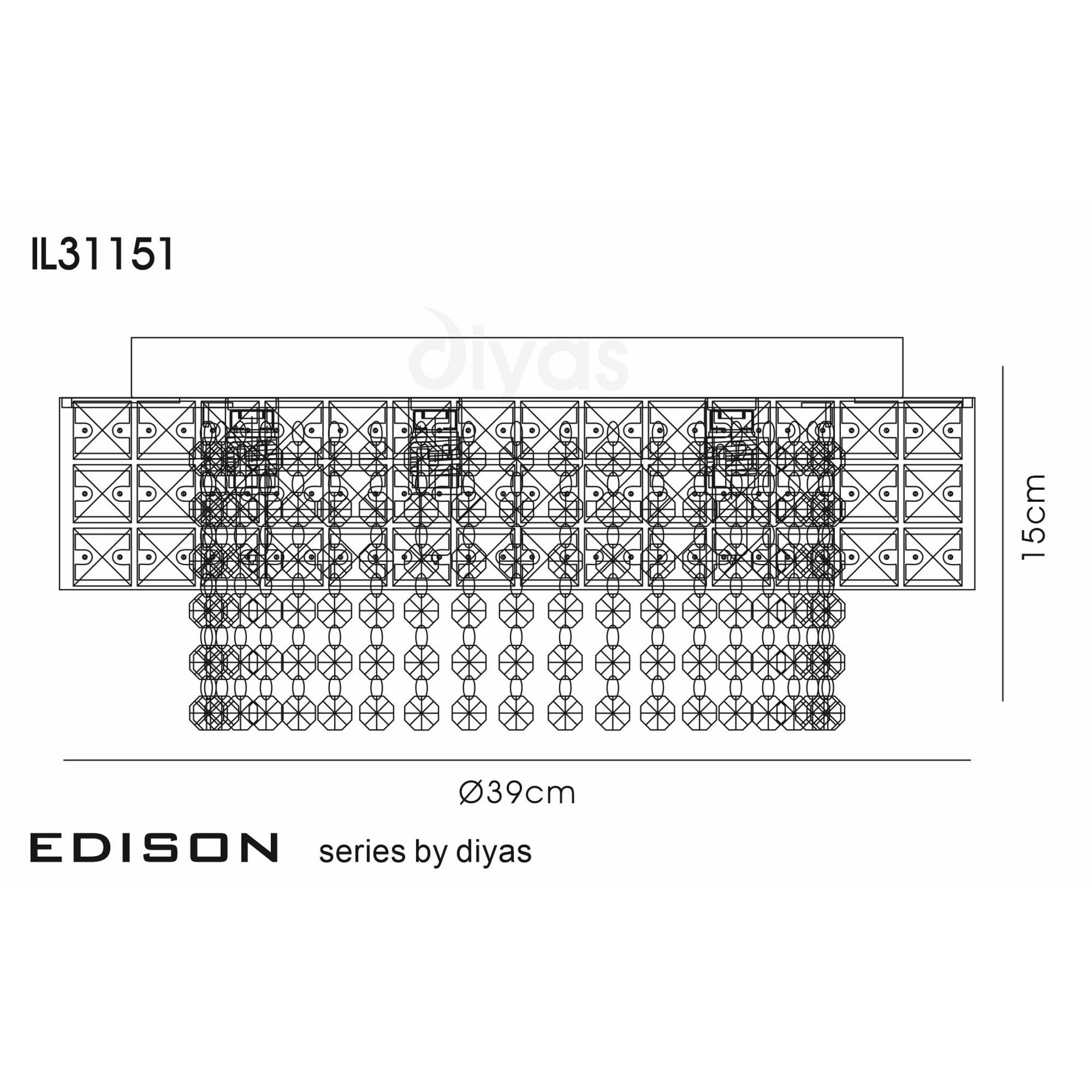 Diyas IL31151 Edison Ceiling Round 7 Light Polished Chrome/Crystal