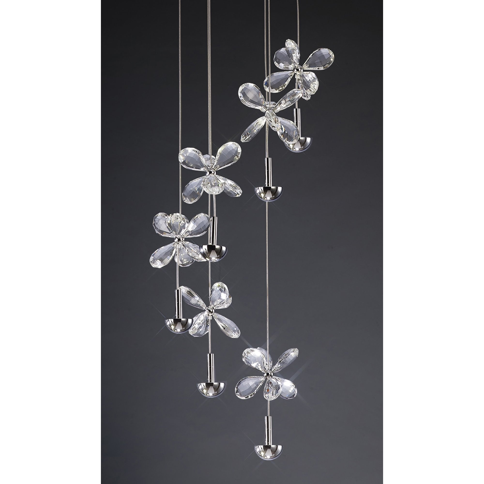 Diyas IL31141 Aviva Pendant 6 Light 4000K LED Polished Chrome/Crystal