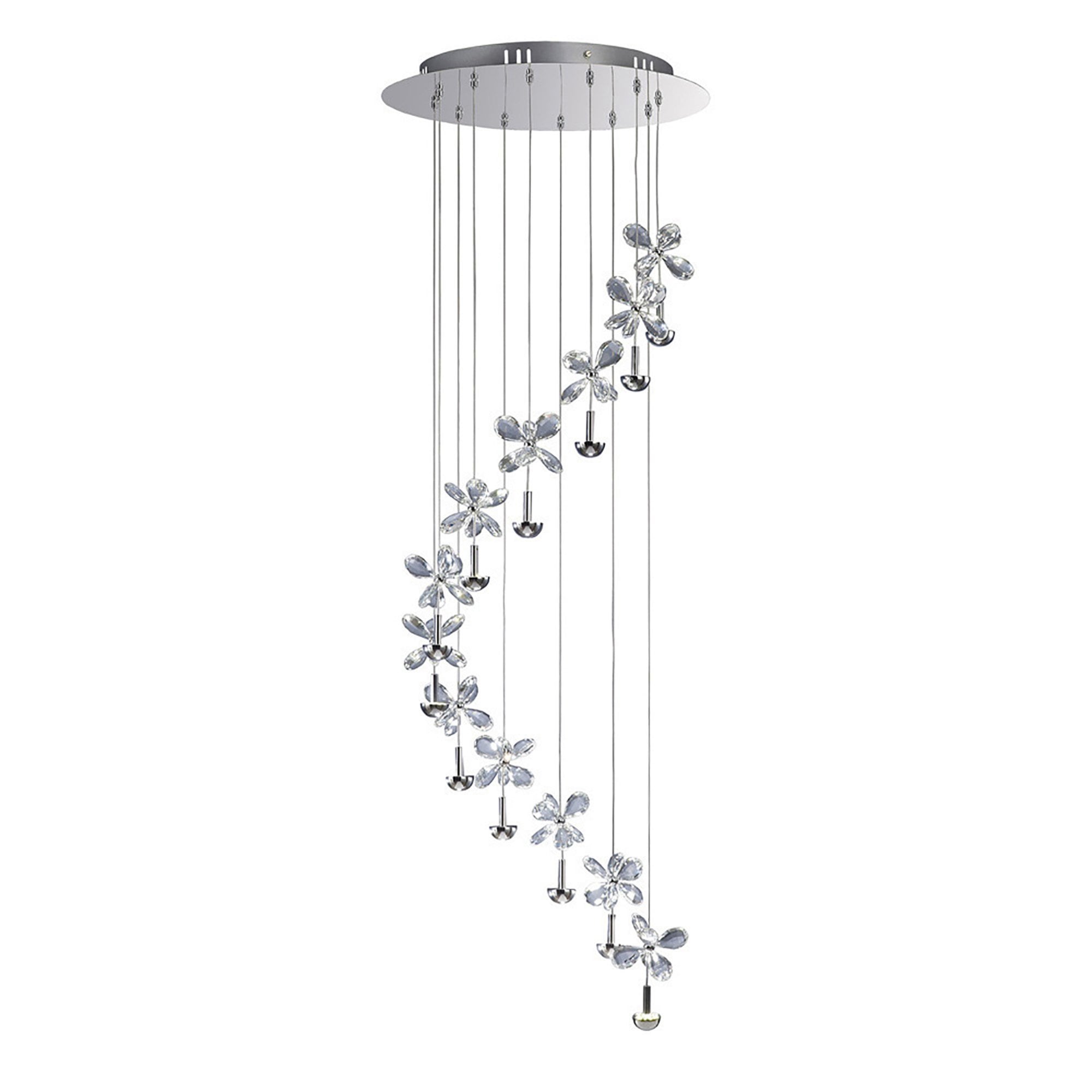 Diyas IL31143 Aviva Pendant 12 Light 4000K LED Polished Chrome/Crystal