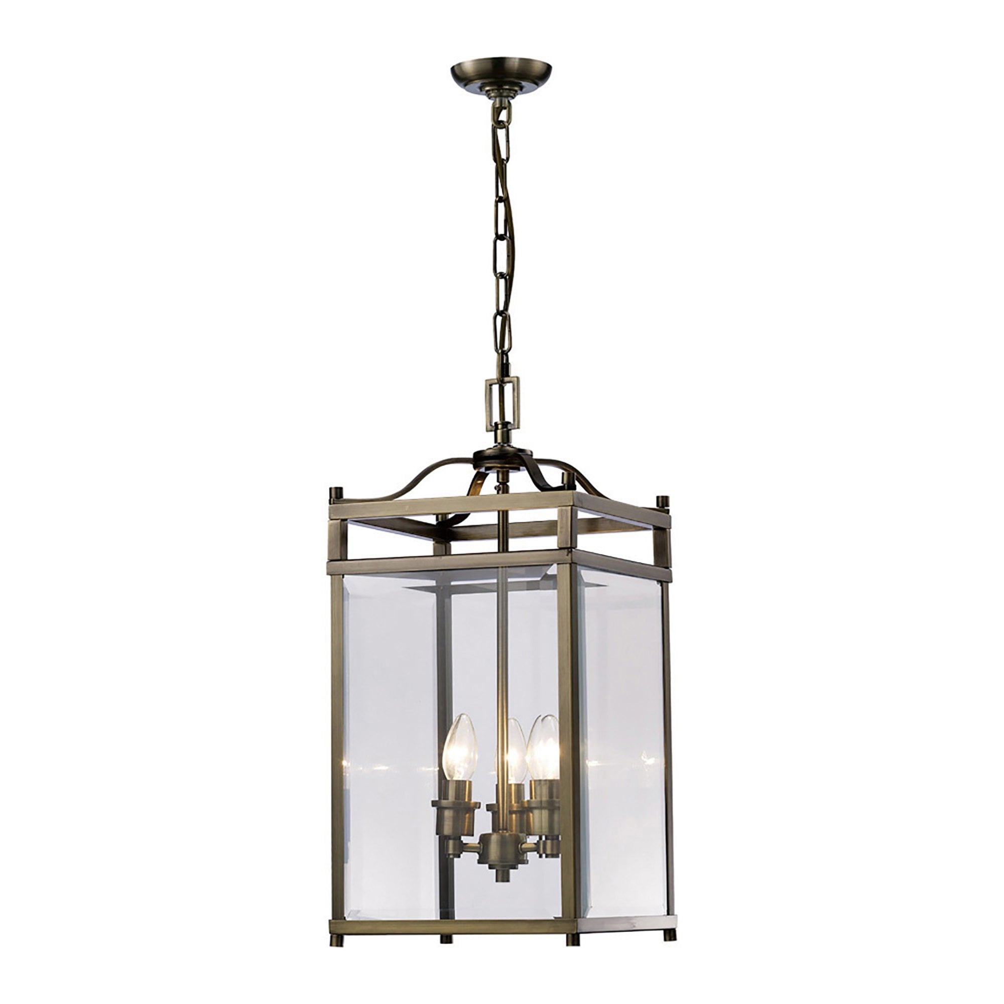 Diyas IL31112 Aston Pendant 3 Light Antique Brass/Glass