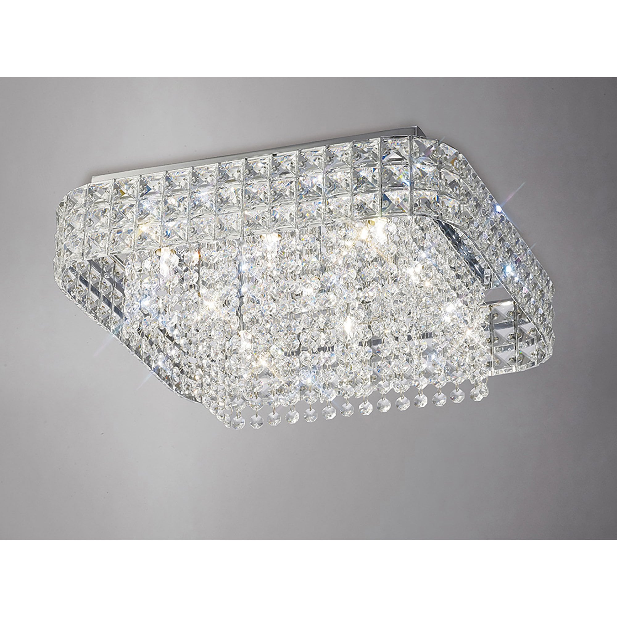 Diyas IL31153 Edison Ceiling Square 9 Light Polished Chrome/Crystal
