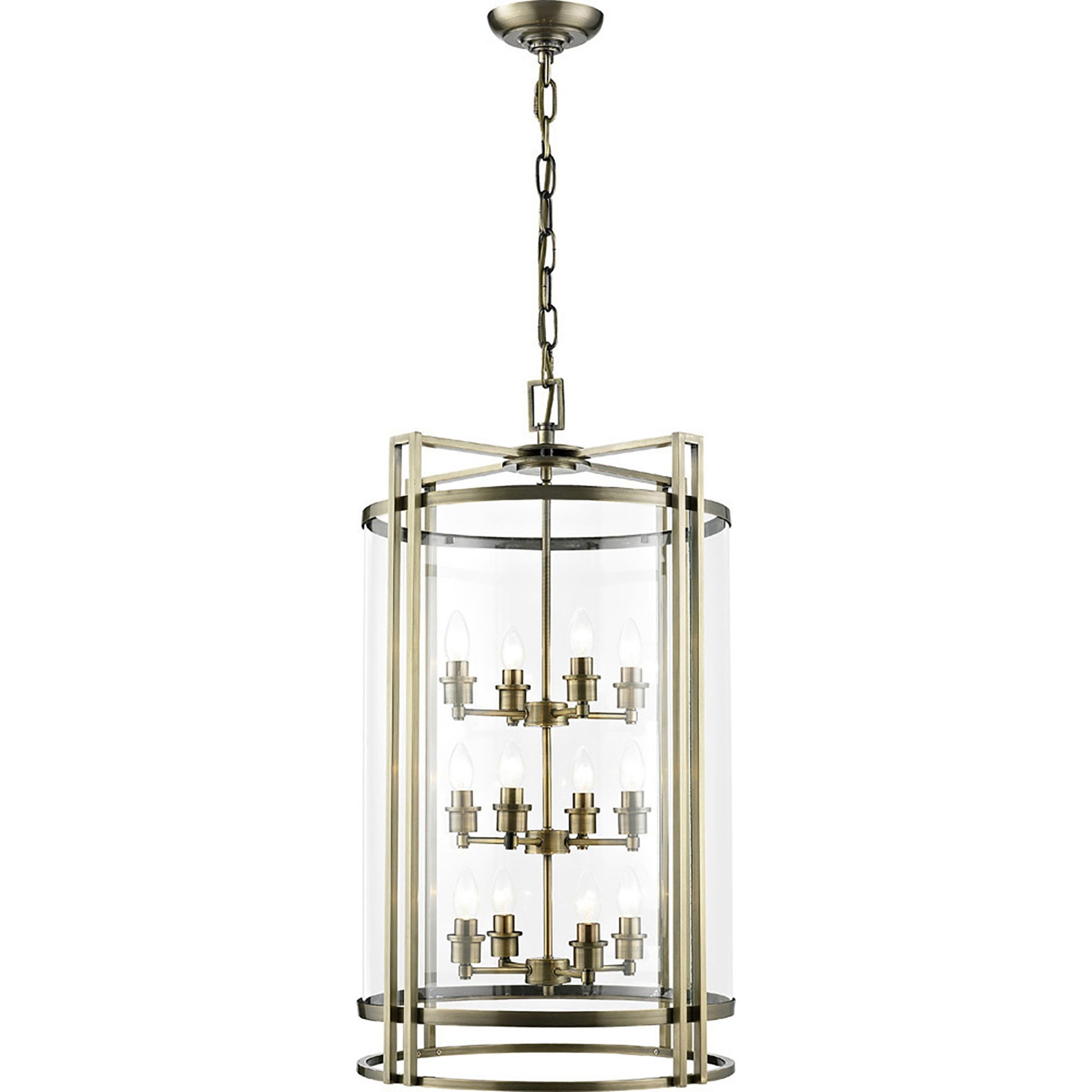 Diyas IL31095 Eaton Pendant 12 Light Antique Brass/Glass