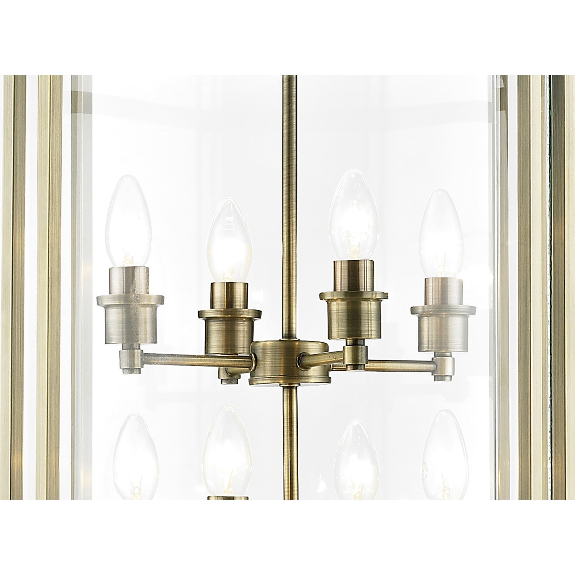 Diyas IL31095 Eaton Pendant 12 Light Antique Brass/Glass