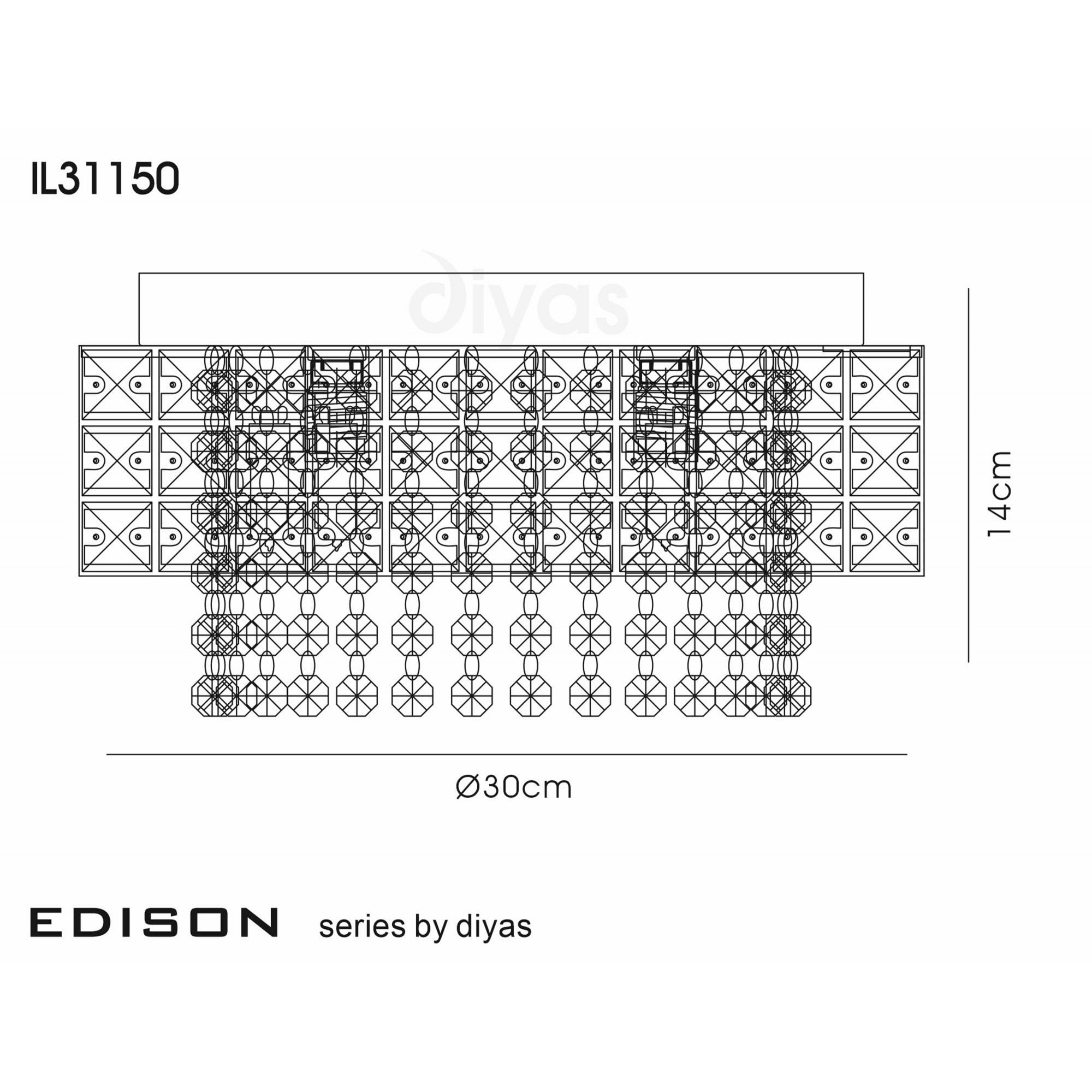 Diyas IL31150 Edison Ceiling Round 4 Light Polished Chrome/Crystal