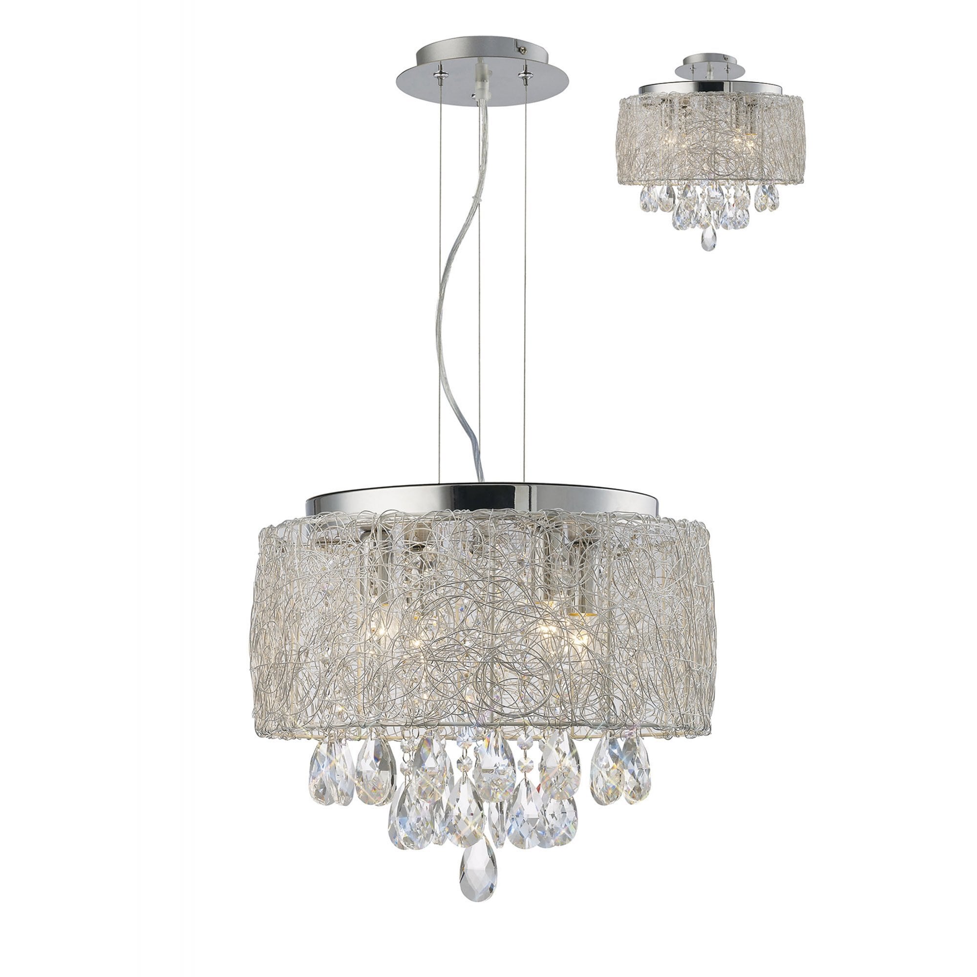 Diyas IL31160 Adeline Pendant 4 Light Polished Chrome/Crystal