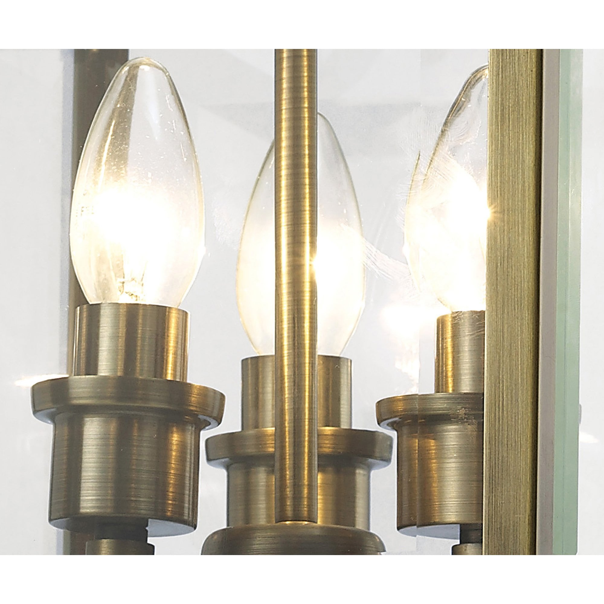 Diyas IL31110 Aston Semi Ceiling 3 Light Antique Brass/Glass