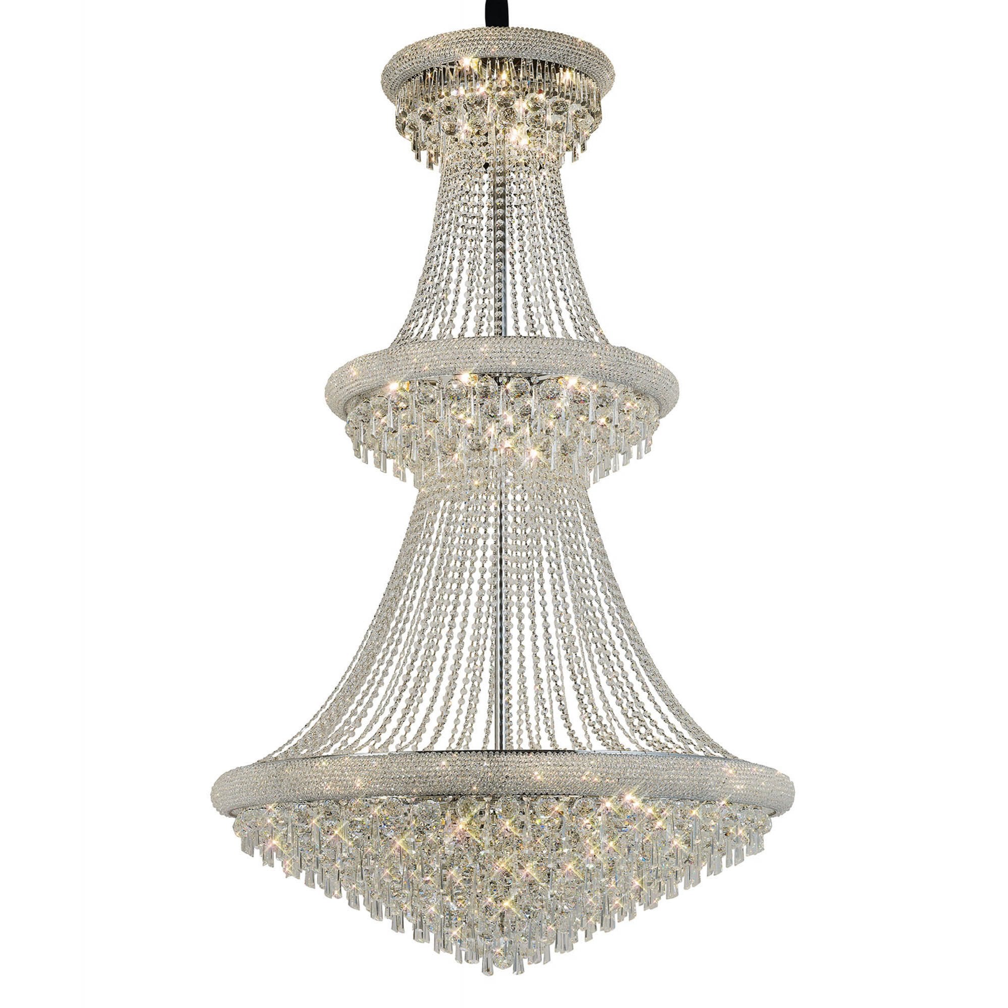 Diyas Alexandra 3 Tier 37 Light Pendant - Polished Chrome & Crystal