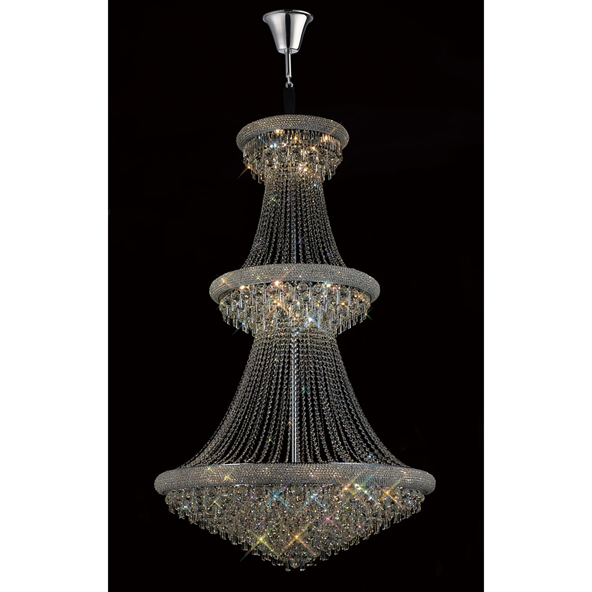 Diyas Alexandra 3 Tier 37 Light Pendant - Polished Chrome & Crystal