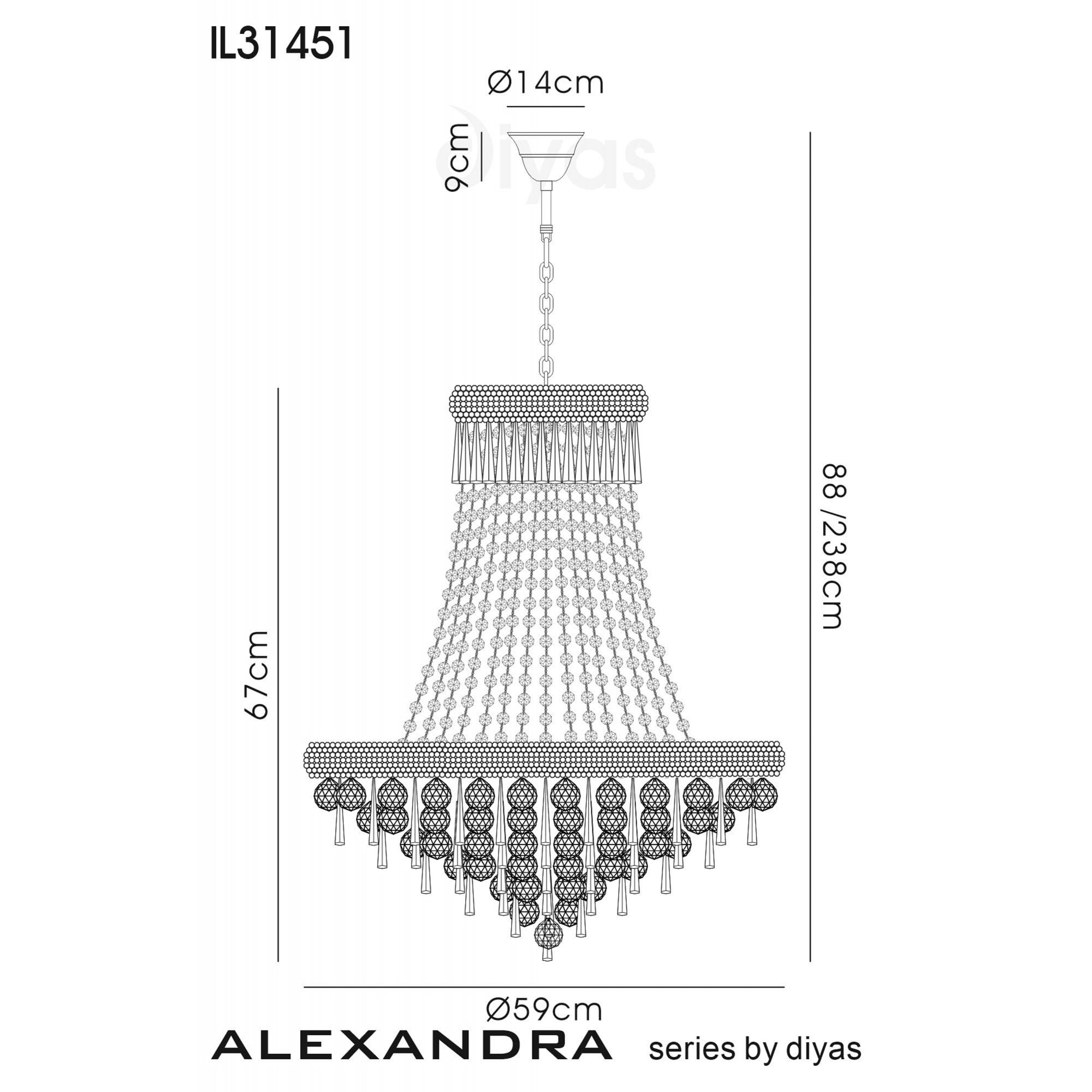 Diyas Alexandra 13 Light Pendant - Polished Chrome & Crystal