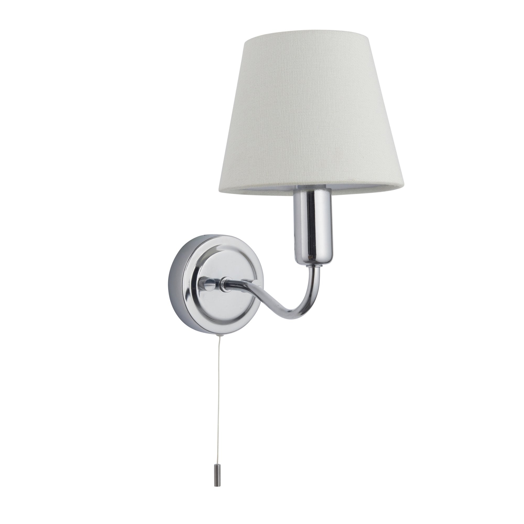 Endon Conway Single Light Wall - Chrome Plate & Ivory Fabric