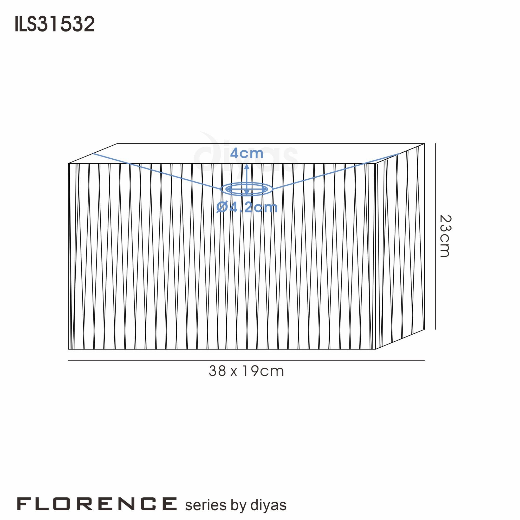 Diyas ILS31532 Florence Rectangle Organza Shade - 19cm, Cream, For Table Lamp - Shade Only