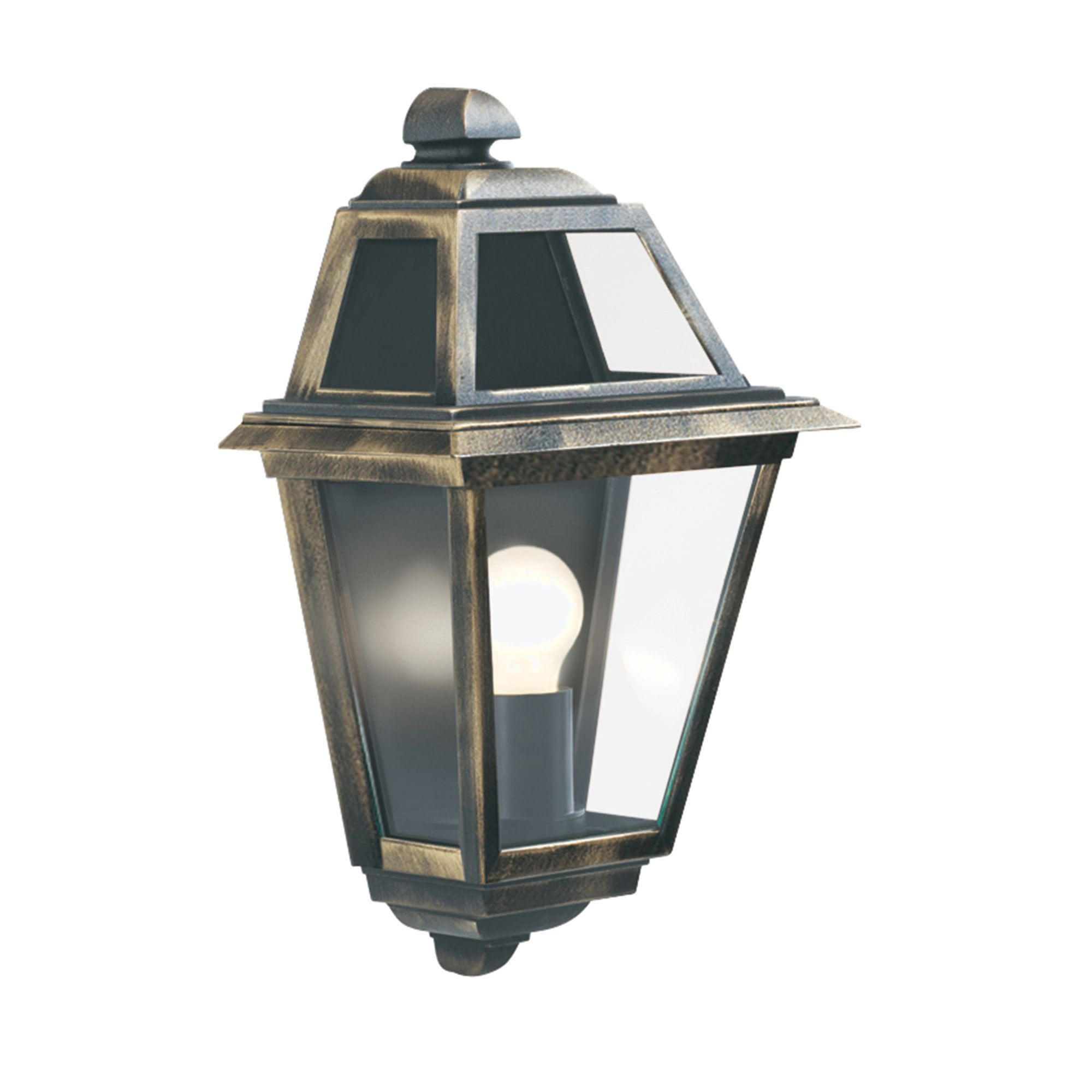 Searchlight Needham Outdoor Flush Wall Light - Black Gold & Glass - IP44