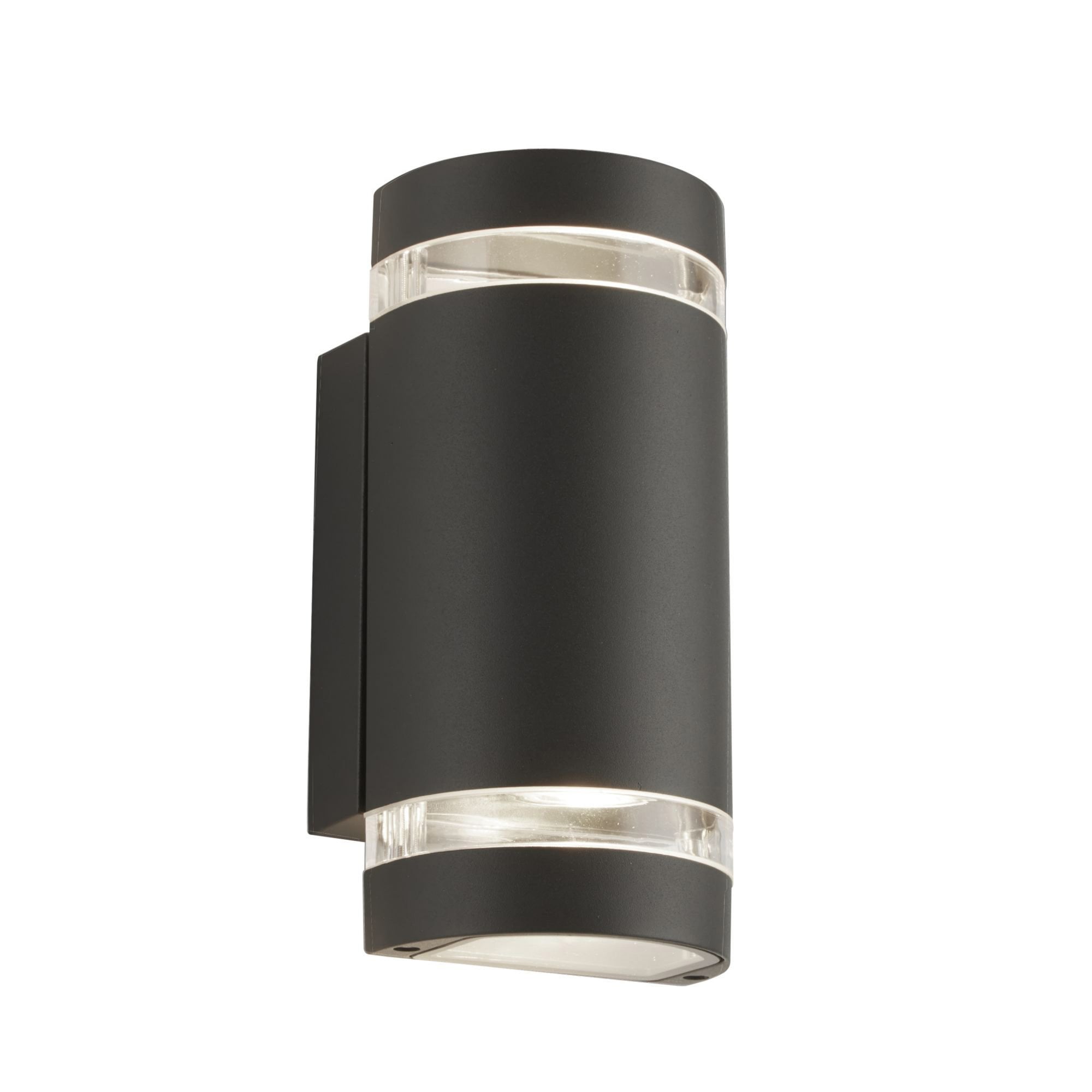 Searchlight Shelley LED Outdoor 2 Light Wall Light - Grey & Clear Diffuser - IP44