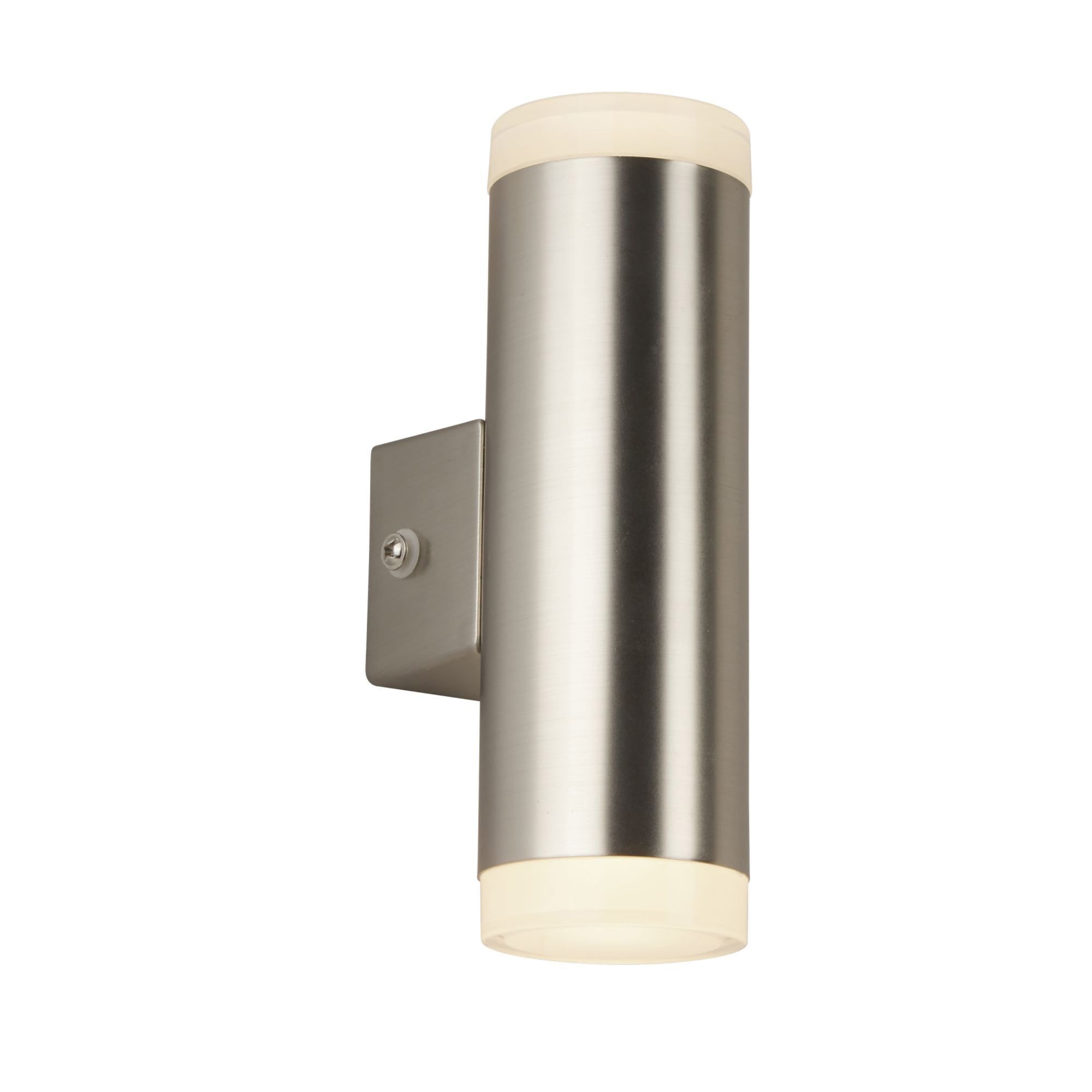 Searchlight Mela LED 2 Light Outdoor Wall Light - Satin Silver & Glass
