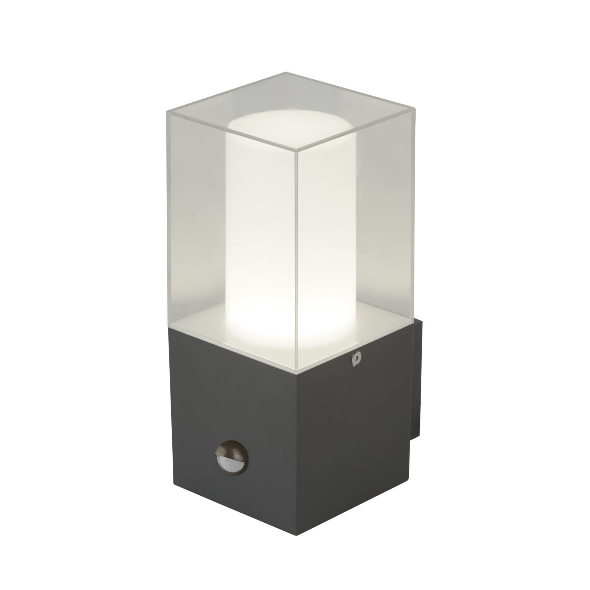 Searchlight Gildart Outdoor Wall light with PIR Sensor - Grey & Clear - IP44