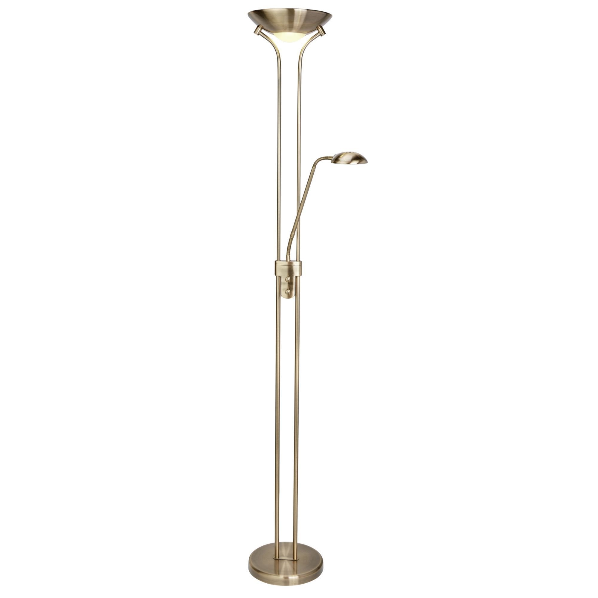 Searchlight Merlin Mother & Child LED Dimmable Floor Lamp - Antique Brass