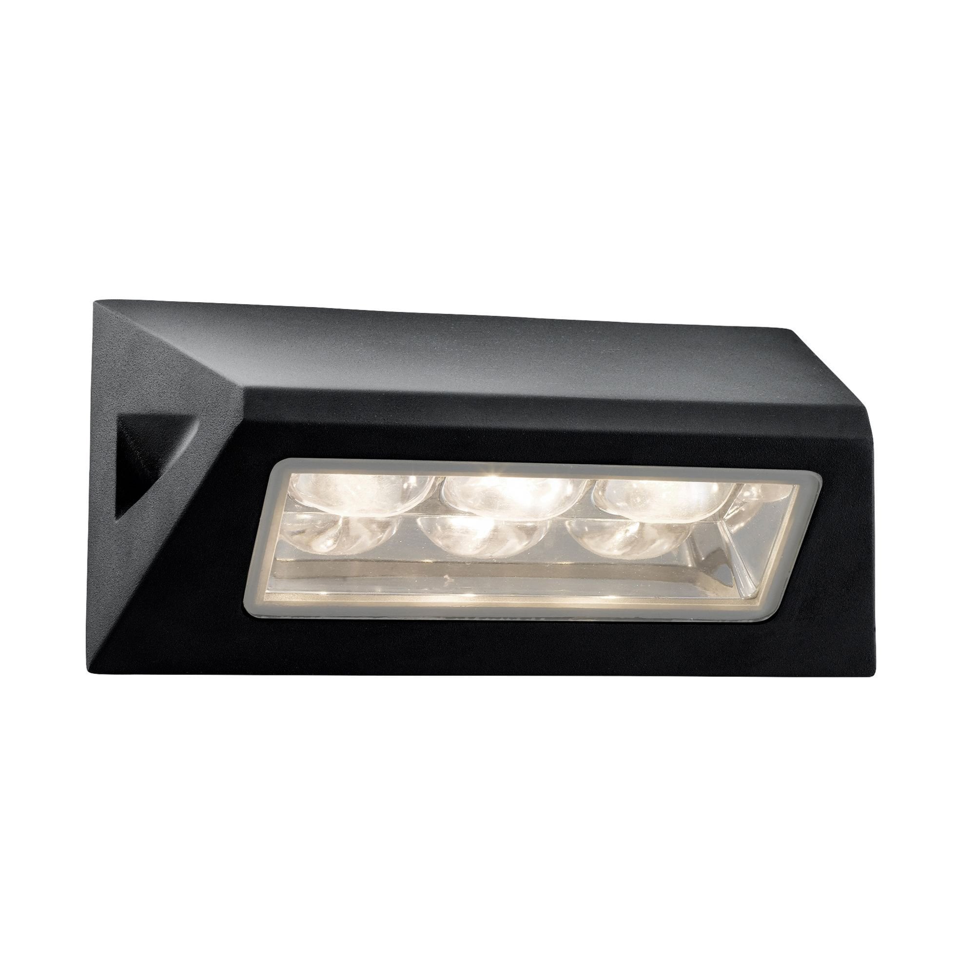 Searchlight Patmos LED Outdoor Wall Light - Black with Glass Diffuser - IP44