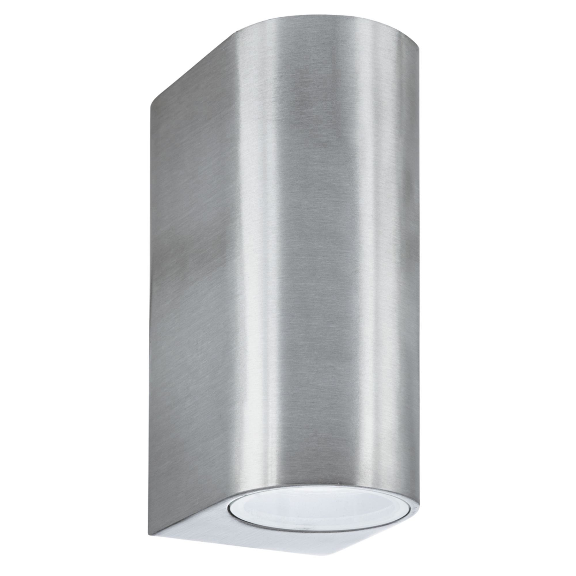 Searchlight Eaton Outdoor 2 Light Wall Light - Silver & Glass - IP44