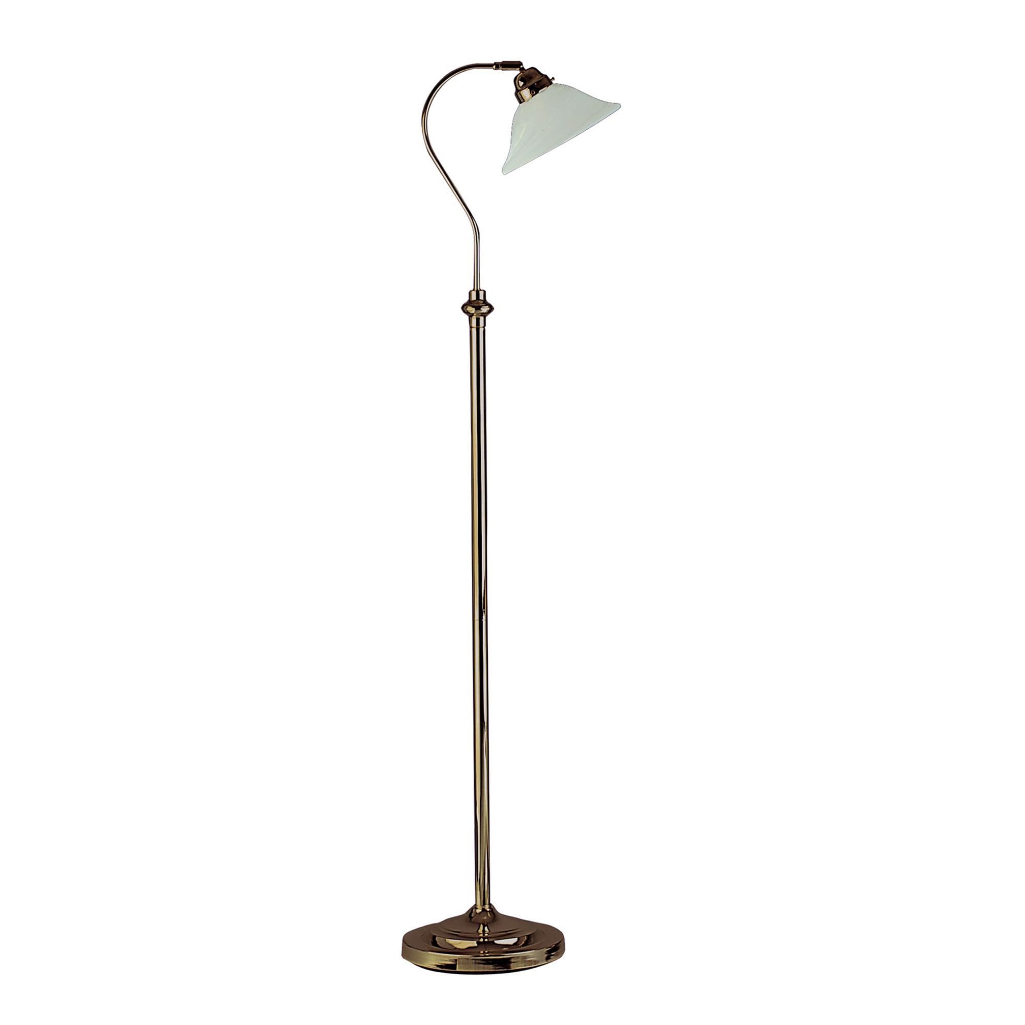 Searchlight Abram Adjustable Floor Lamp - Antique Brass & Scavo Glass Shade