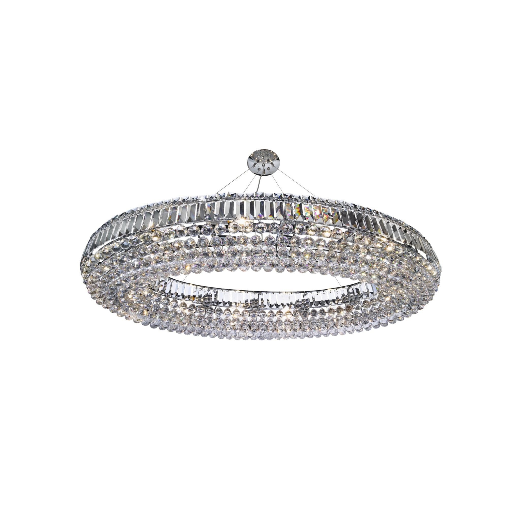 Searchlight Vivian 24 Light Oval Pendant - Chrome, Clear Coffin & Ball Drops