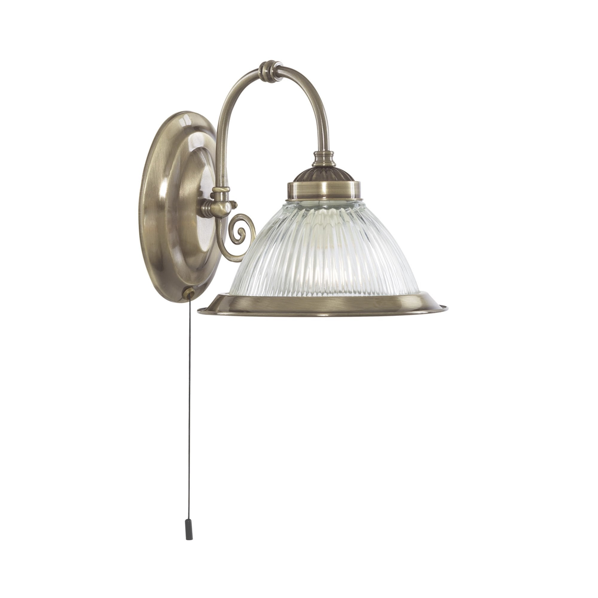 Searchlight Aintree Wall Light - Antique Brass & Clear Glass