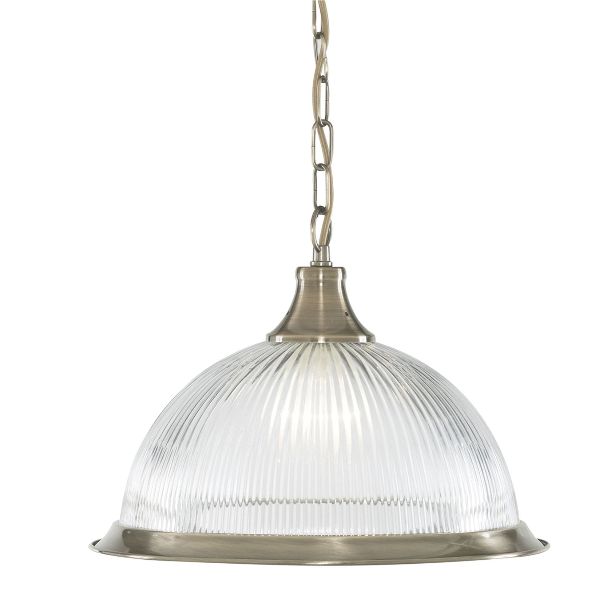 Searchlight Aintree Ceiling Pendant - Antique Brass & Glass