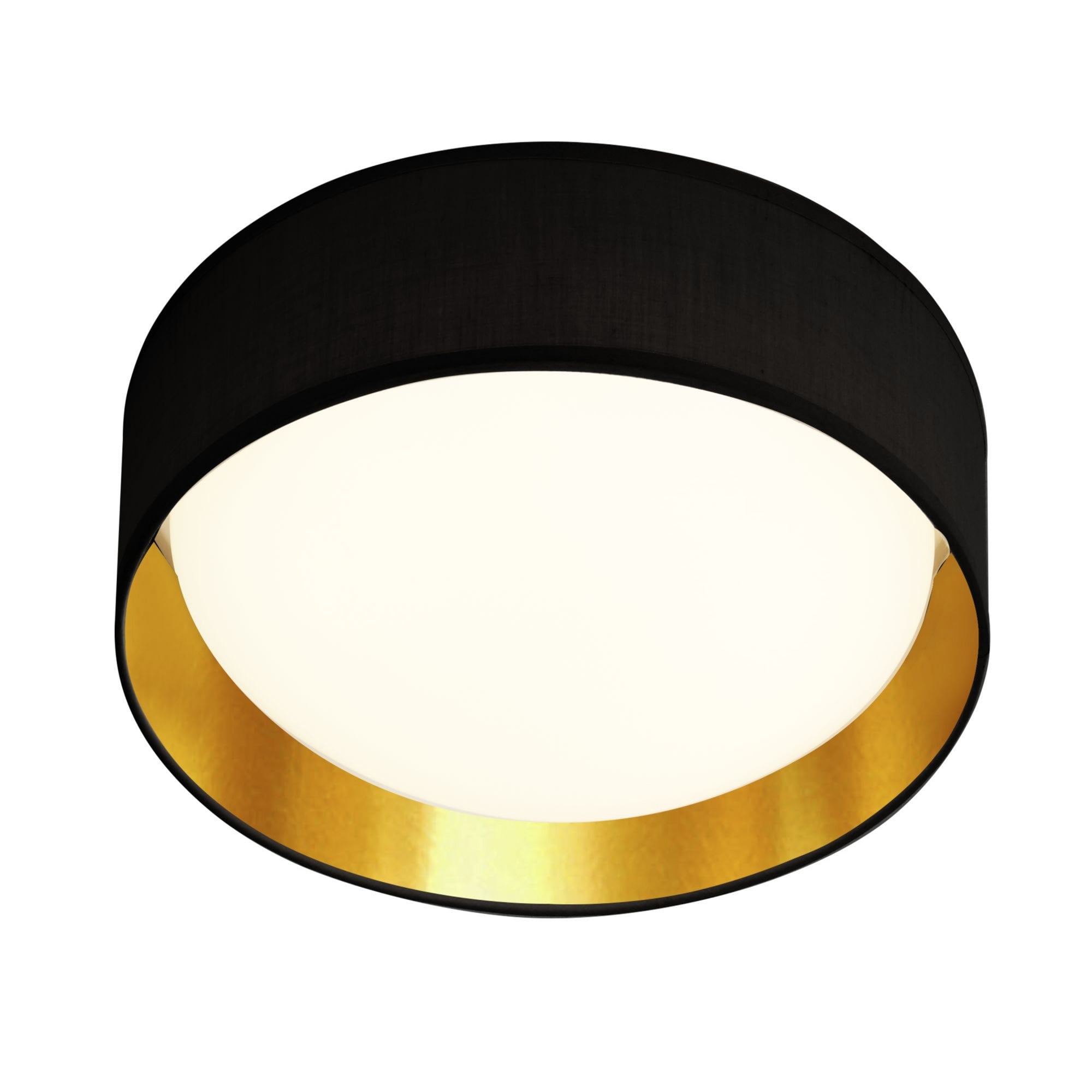 Searchlight Garson LED Flush Ceiling Light Large - Black/Gold Shade & Acrylic Diffuser