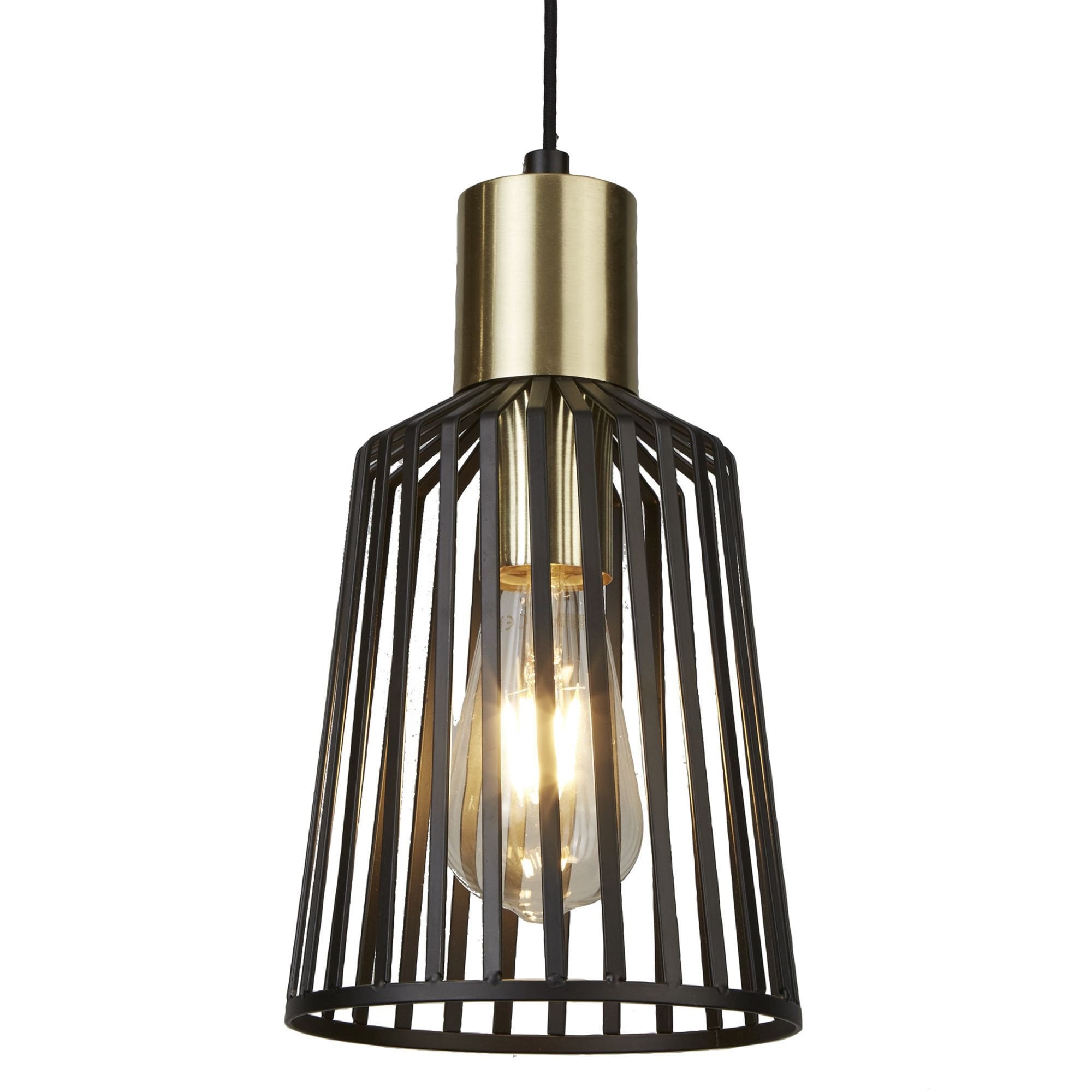 Searchlight Bedford Medium Ceiling Pendant - Black & Satin Brass
