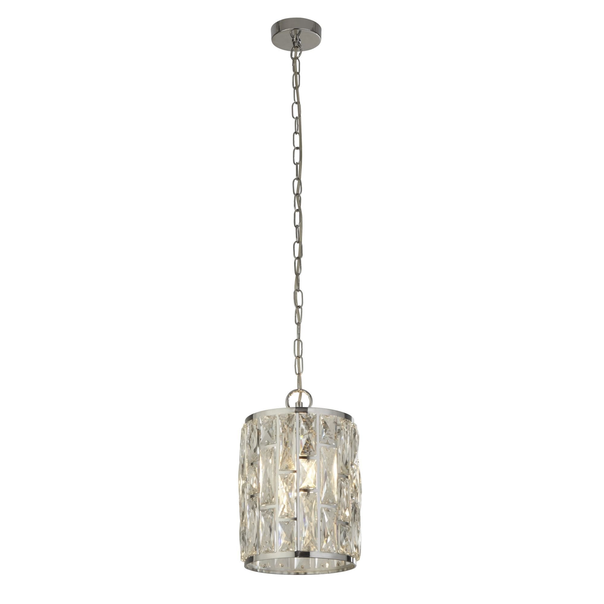Searchlight Becket Pendant - Chrome & Crystal Glass