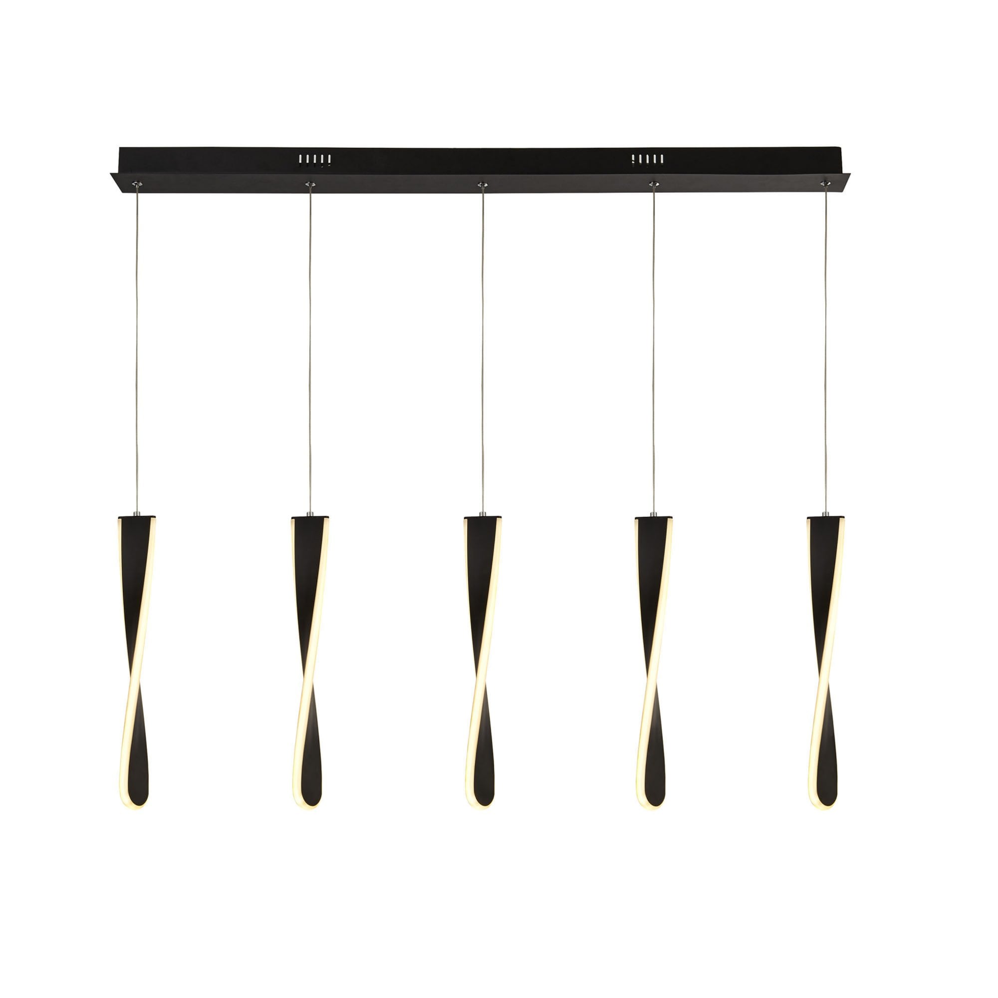 Searchlight Paddington 5 Light LED Bar Ceiling Pendant - Matt Black & Opal