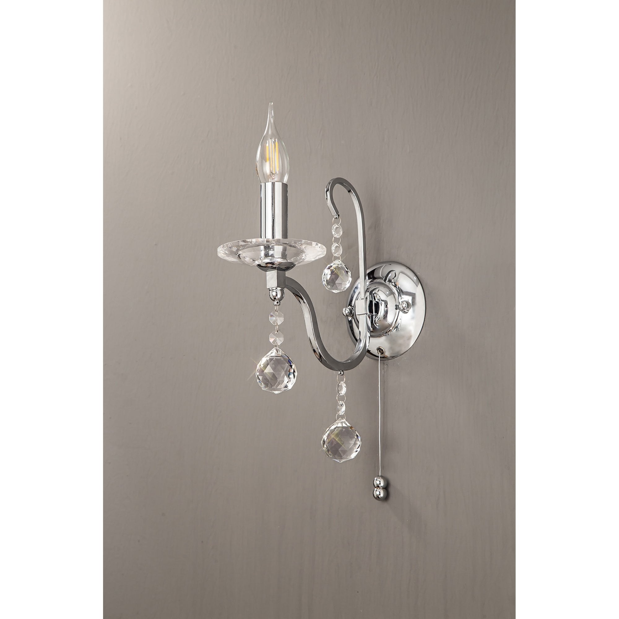 Diyas IL30111 Bianco Wall Light Switched 1 Light Polished Chrome/Crystal