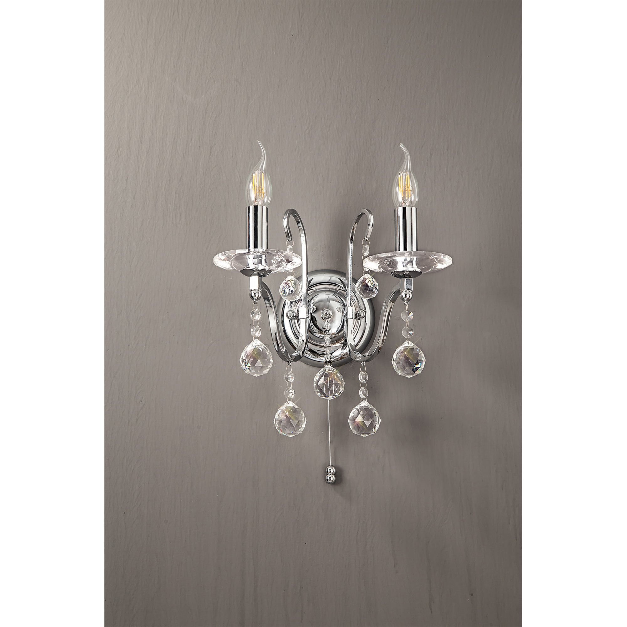Diyas IL30112 Bianco Wall Light Switched 2 Light Polished Chrome/Crystal