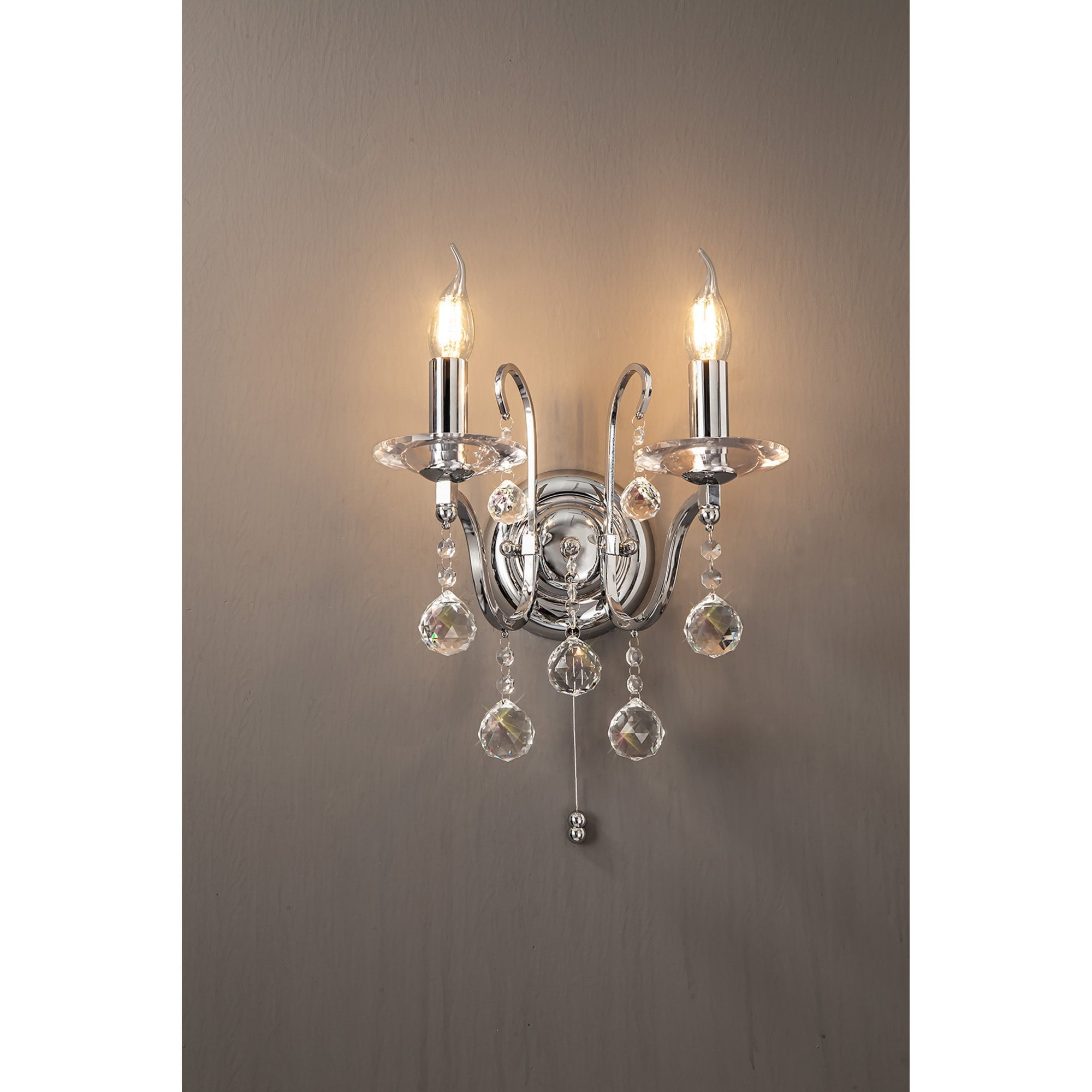 Diyas IL30112 Bianco Wall Light Switched 2 Light Polished Chrome/Crystal