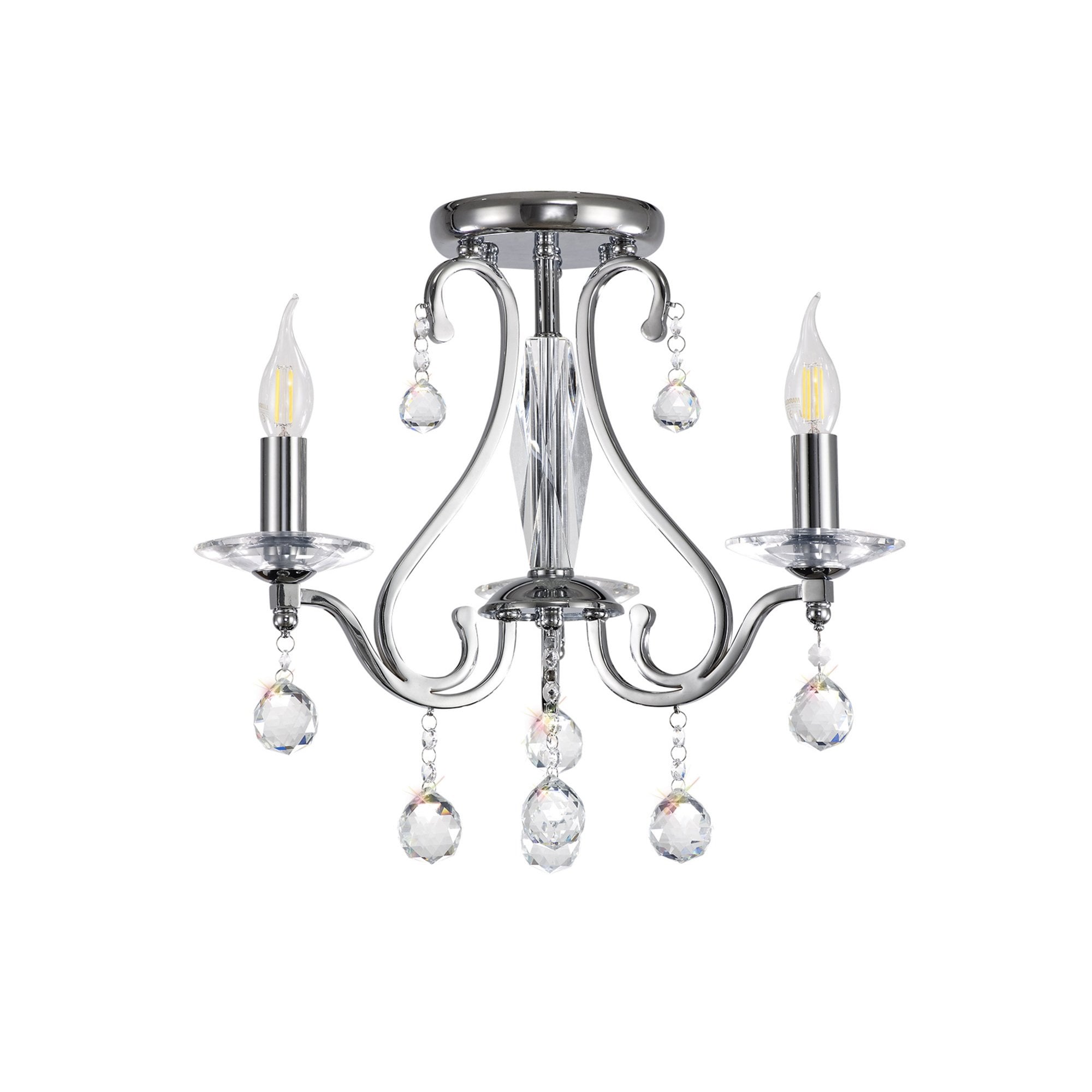 Diyas IL30113 Bianco Ceiling 3 Light Polished Chrome/Crystal