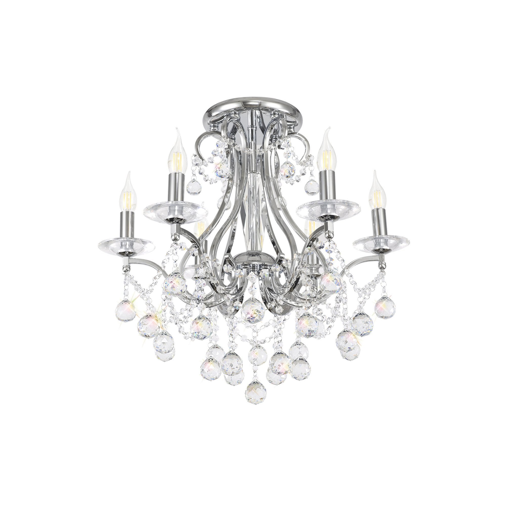 Diyas IL30116 Bianco Ceiling 6 Light Polished Chrome/Crystal