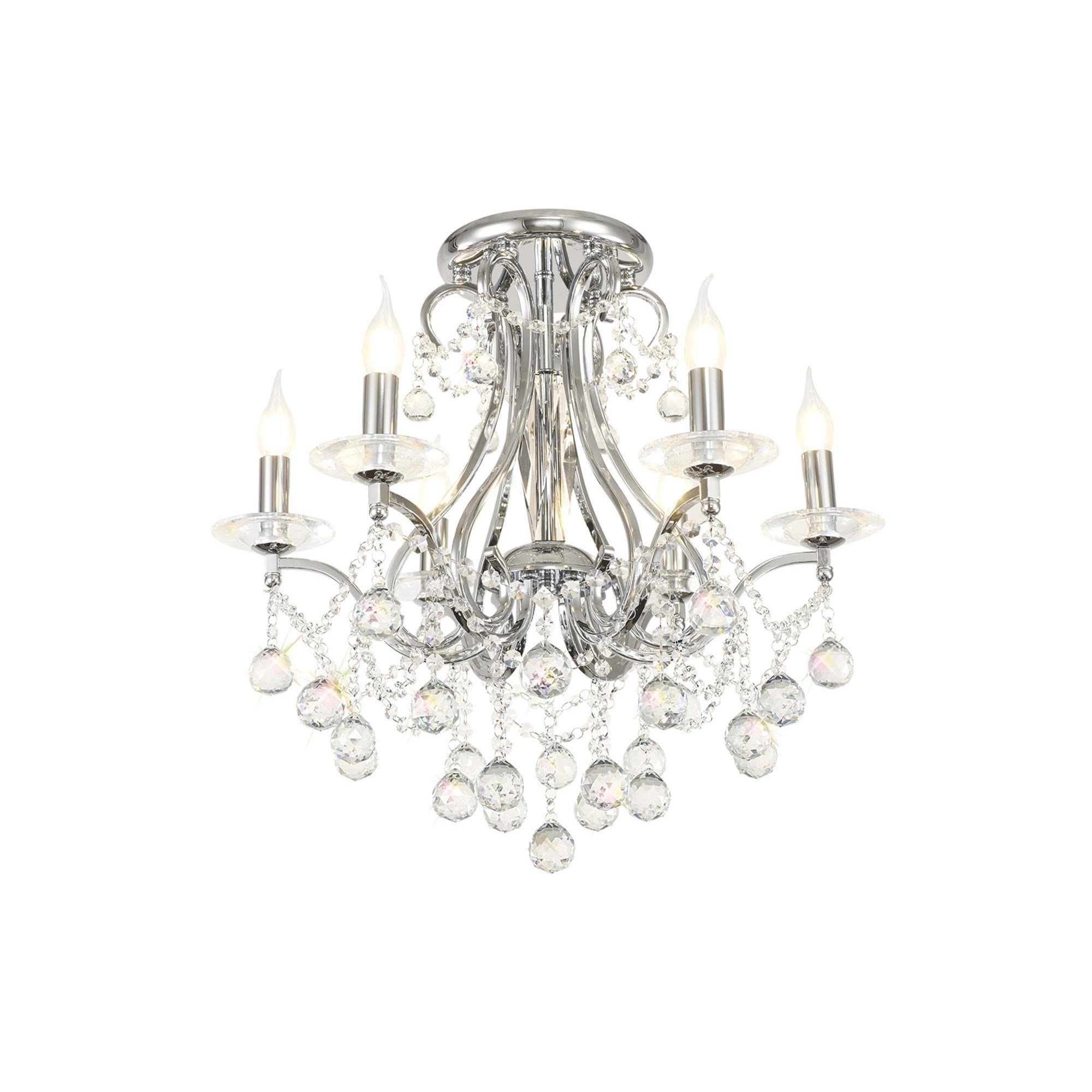 Diyas IL30116 Bianco Ceiling 6 Light Polished Chrome/Crystal