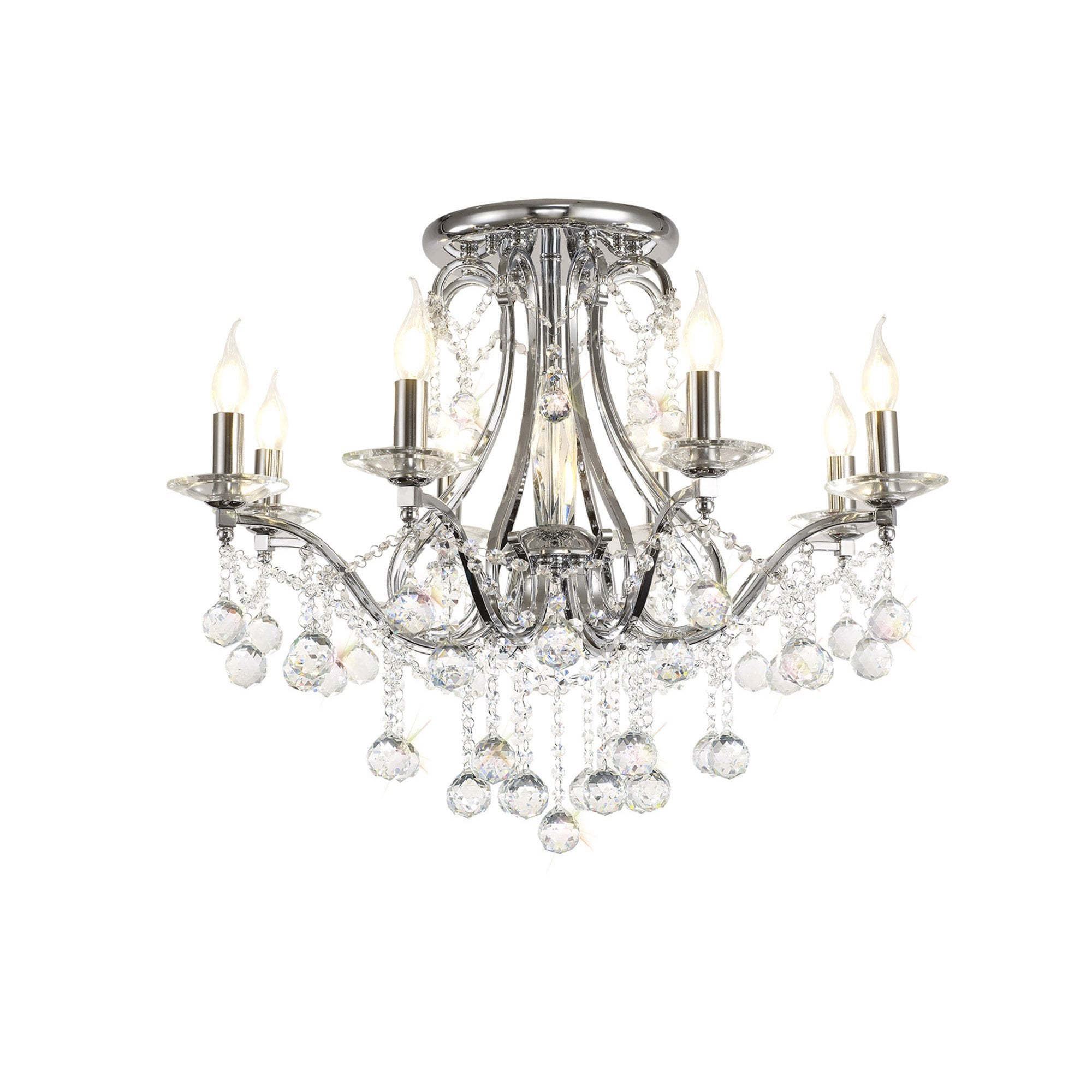 Diyas IL30118 Bianco Ceiling 8 Light Polished Chrome/Crystal