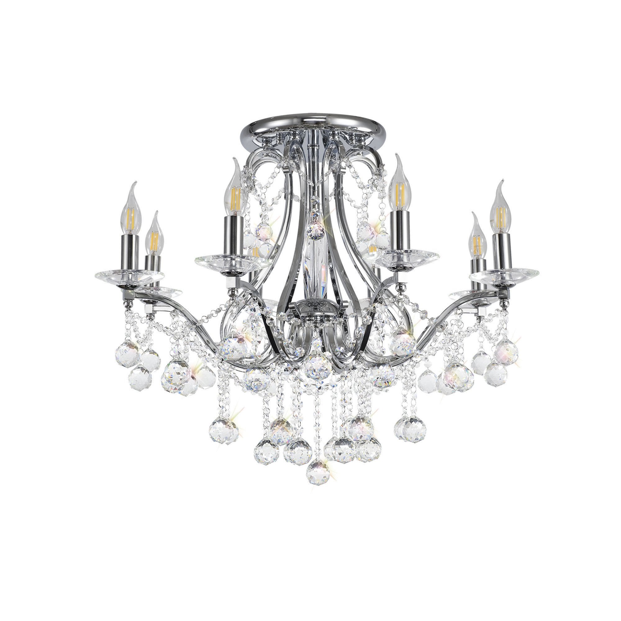 Diyas IL30118 Bianco Ceiling 8 Light Polished Chrome/Crystal