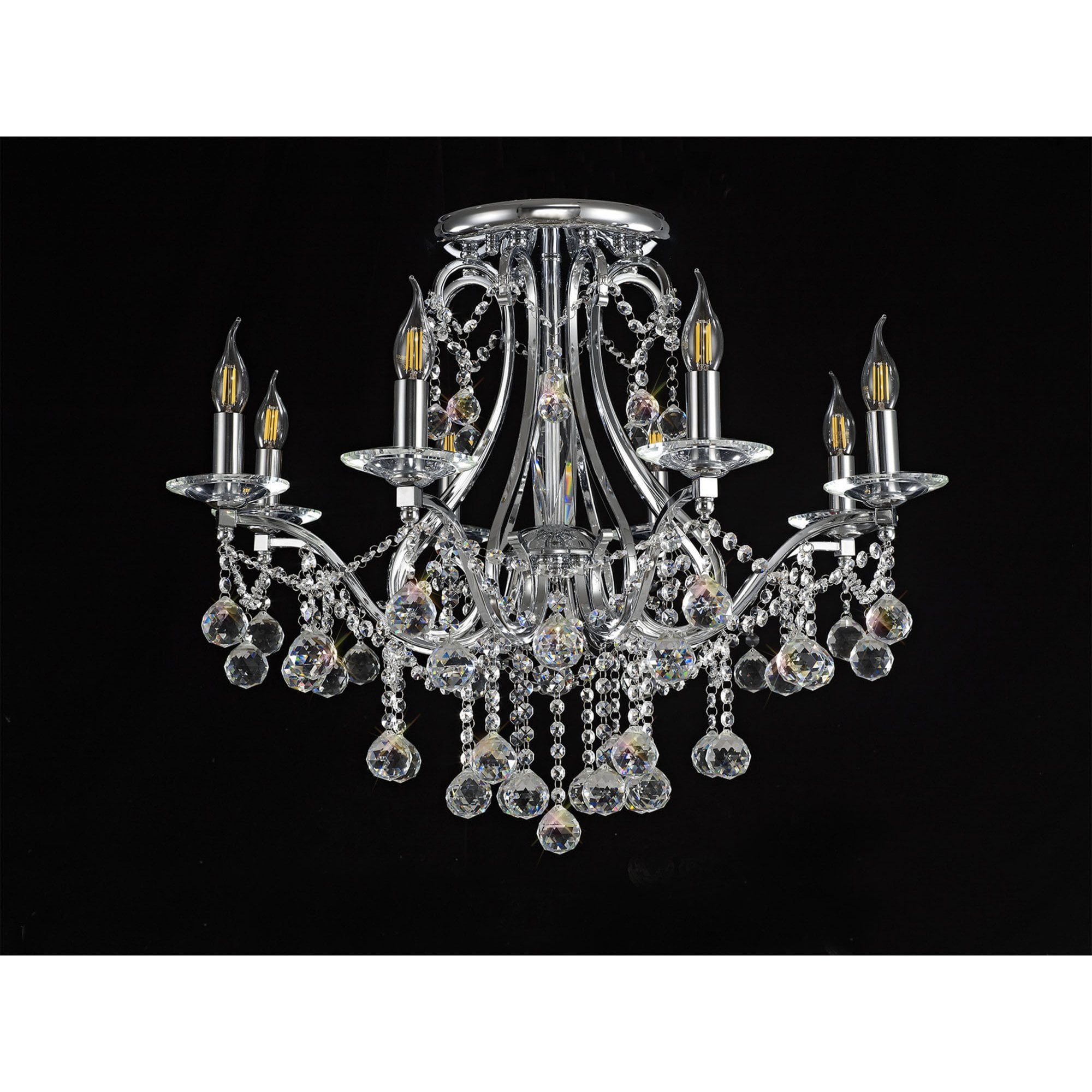 Diyas IL30118 Bianco Ceiling 8 Light Polished Chrome/Crystal